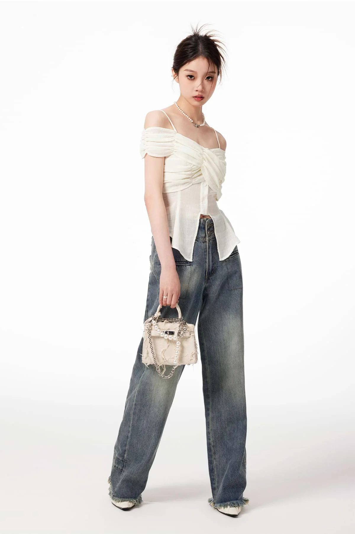 Cold Shoulder Overlap Short Sleeve Top - Image 7