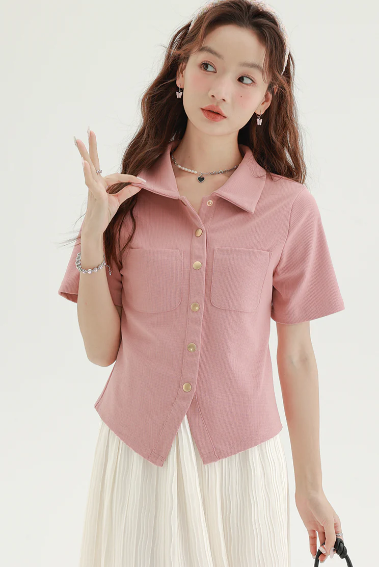 Collared Short Sleeve Button Shirt - Image 11