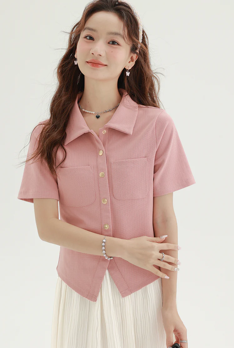 Collared Short Sleeve Button Shirt - Image 12