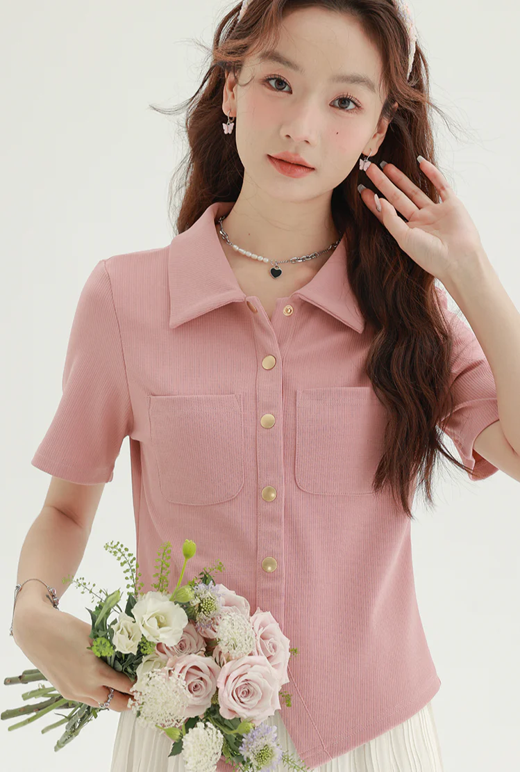 Collared Short Sleeve Button Shirt - Image 14