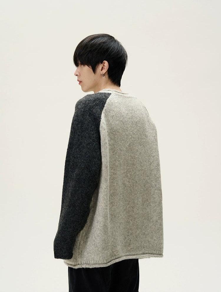Color Block Crewneck Fuzzy Sweatshirt - Image 3