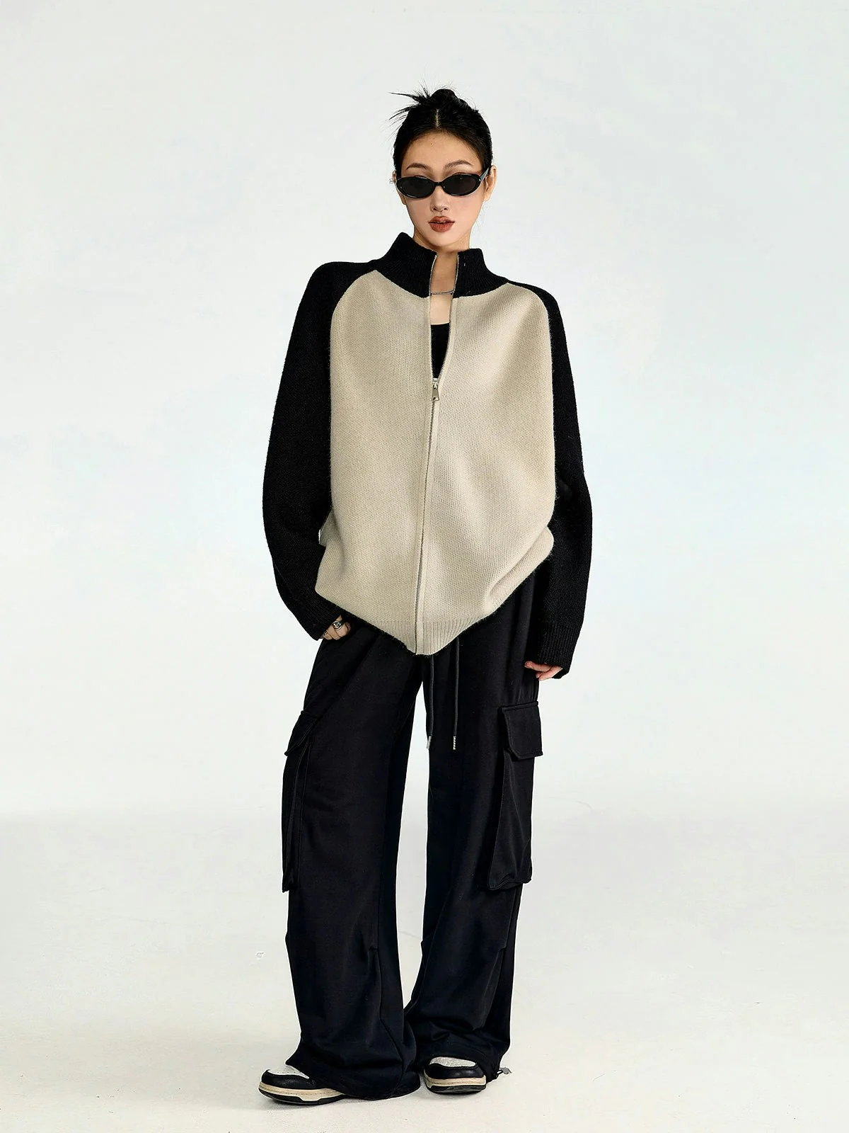 Color Block Zip-up Turtleneck Jacket - Image 6