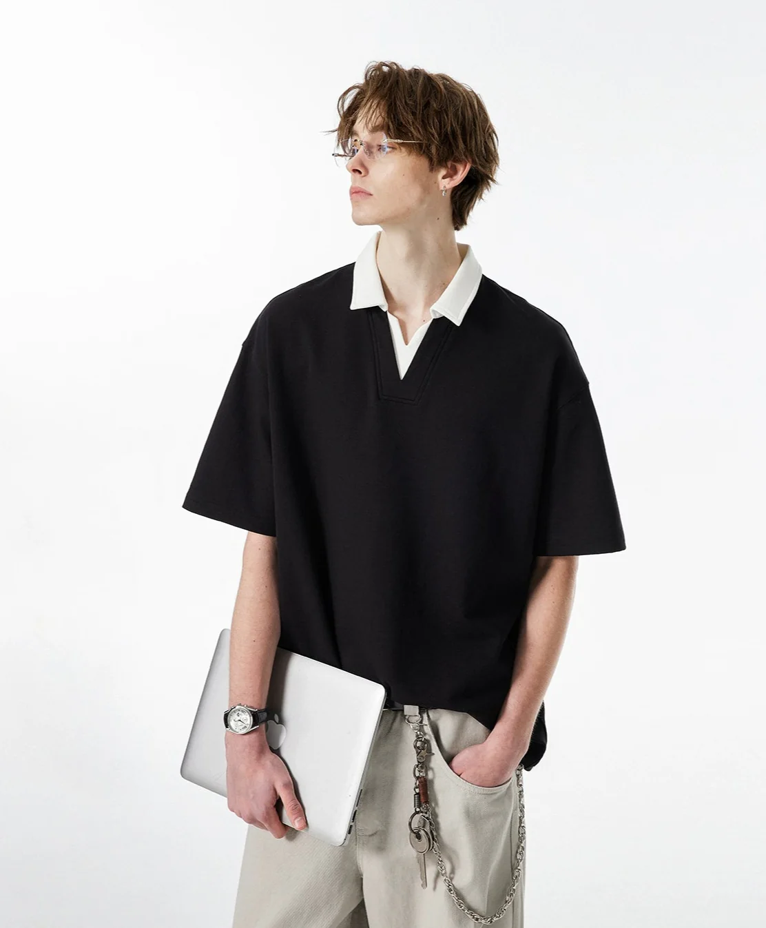 Contrast Collar Short Sleeve Polo Shirt - Image 10