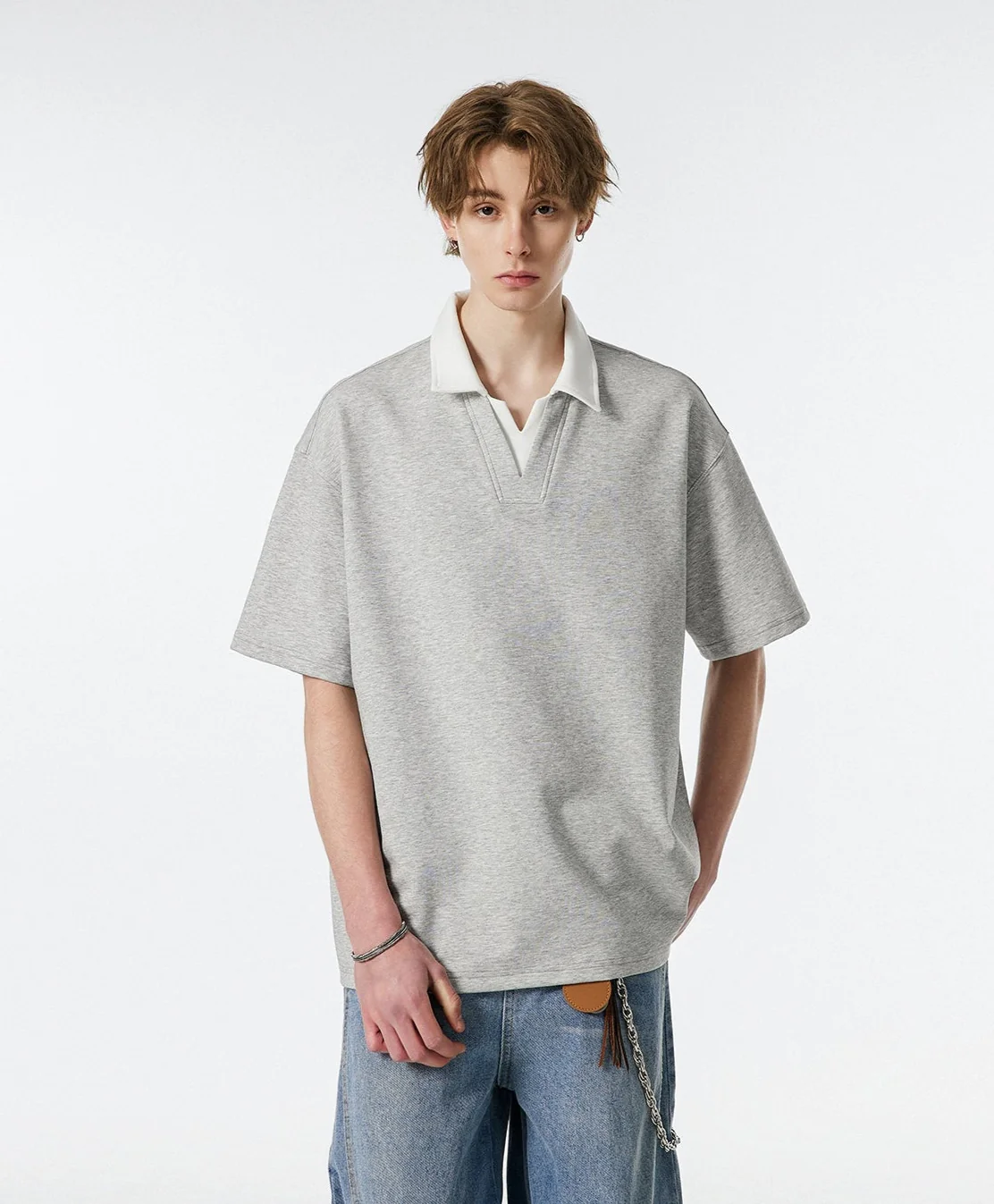 Contrast Collar Short Sleeve Polo Shirt - Image 14