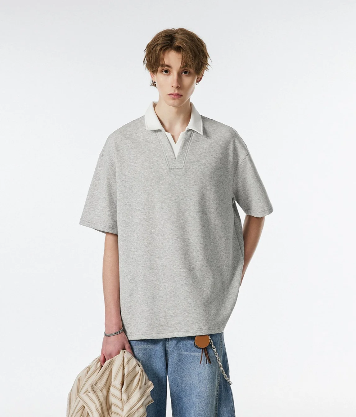 Contrast Collar Short Sleeve Polo Shirt - Image 15