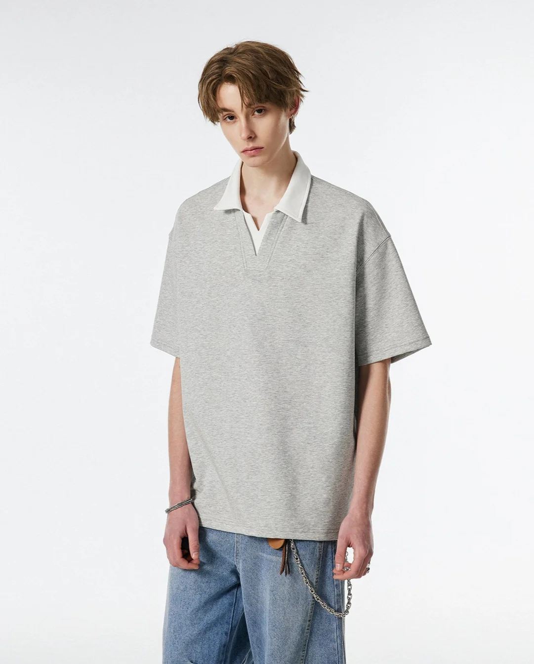 Contrast Collar Short Sleeve Polo Shirt - Image 17