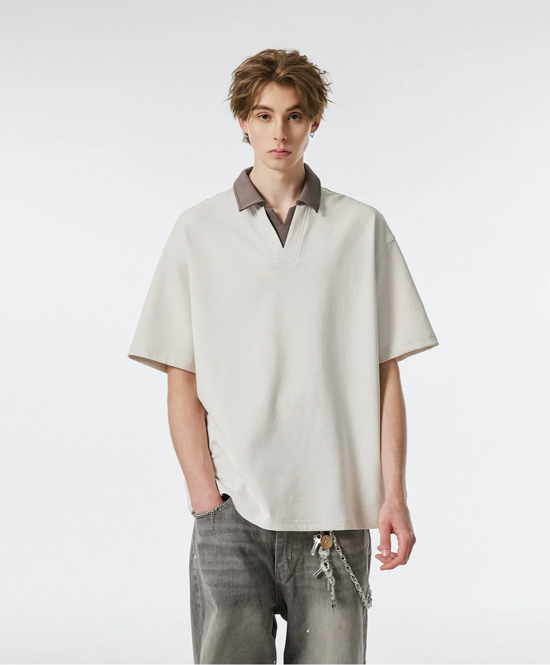 Contrast Collar Short Sleeve Polo Shirt - Image 2