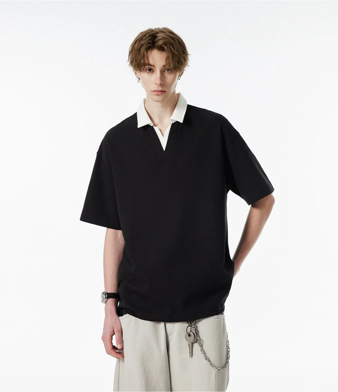 Contrast Collar Short Sleeve Polo Shirt - Image 8