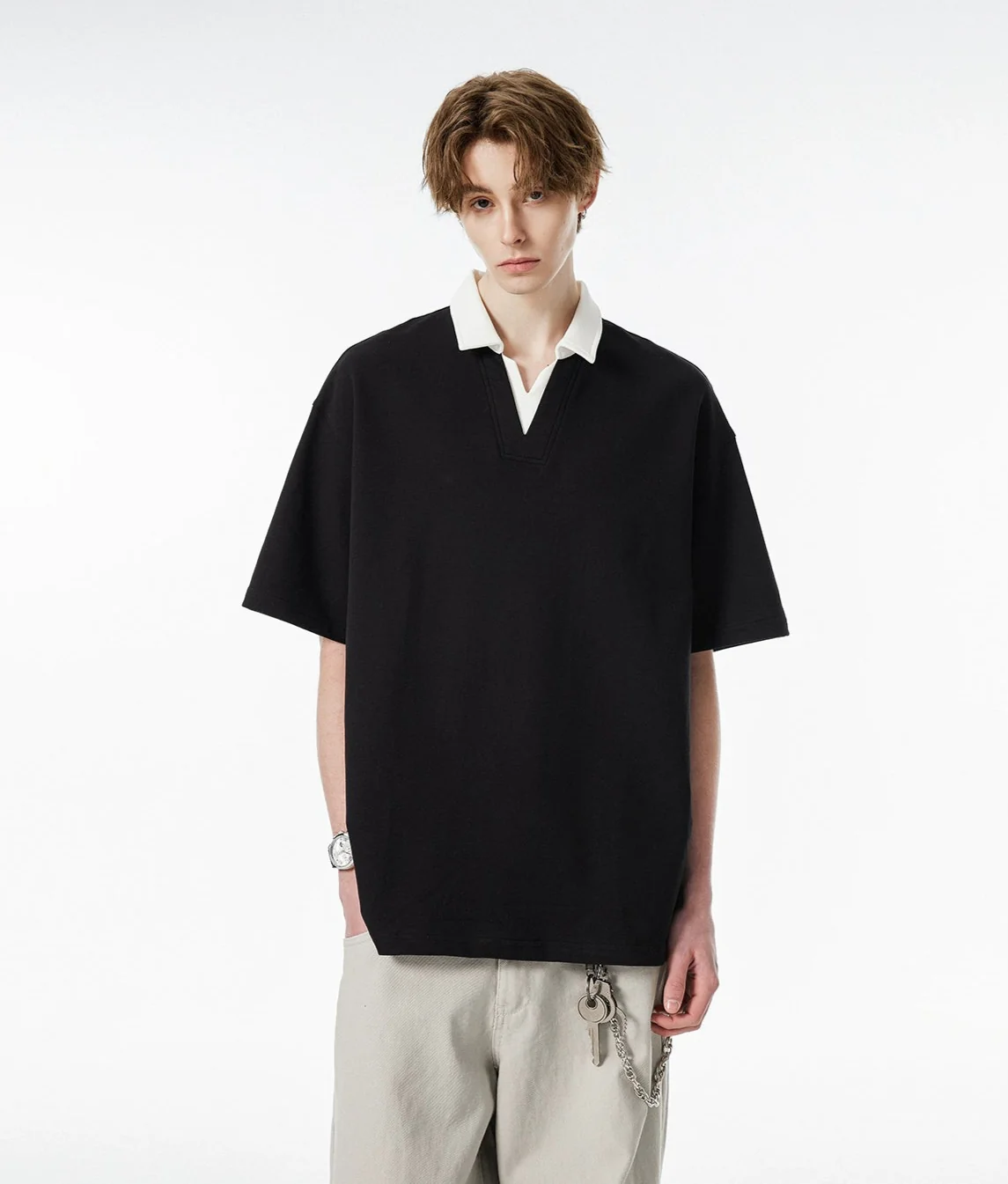Contrast Collar Short Sleeve Polo Shirt - Image 9
