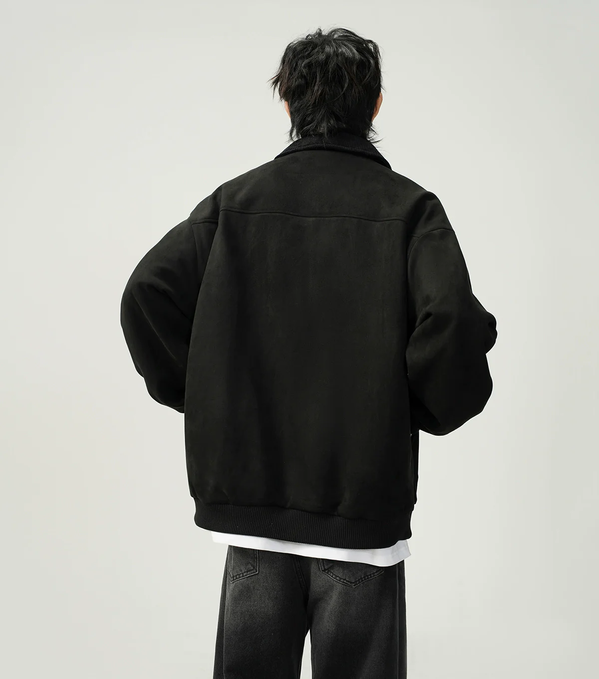 Contrast Collar Suede Panelled Bomber Jacket - Image 25