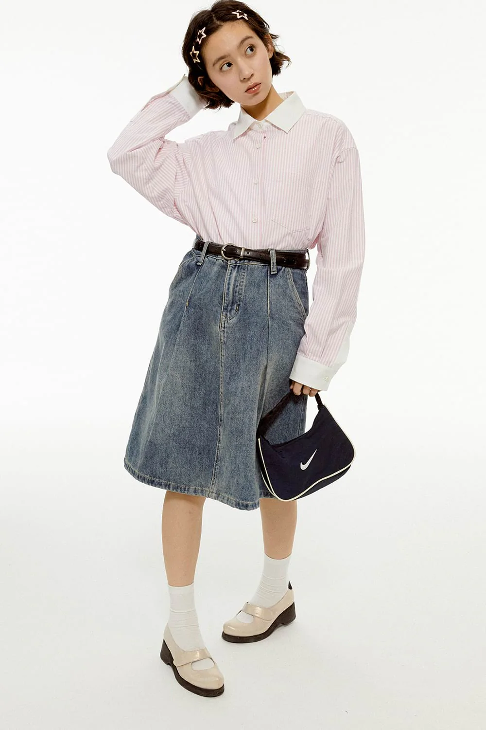 Contrast Hem Pinstripe Button Shirt - Image 2