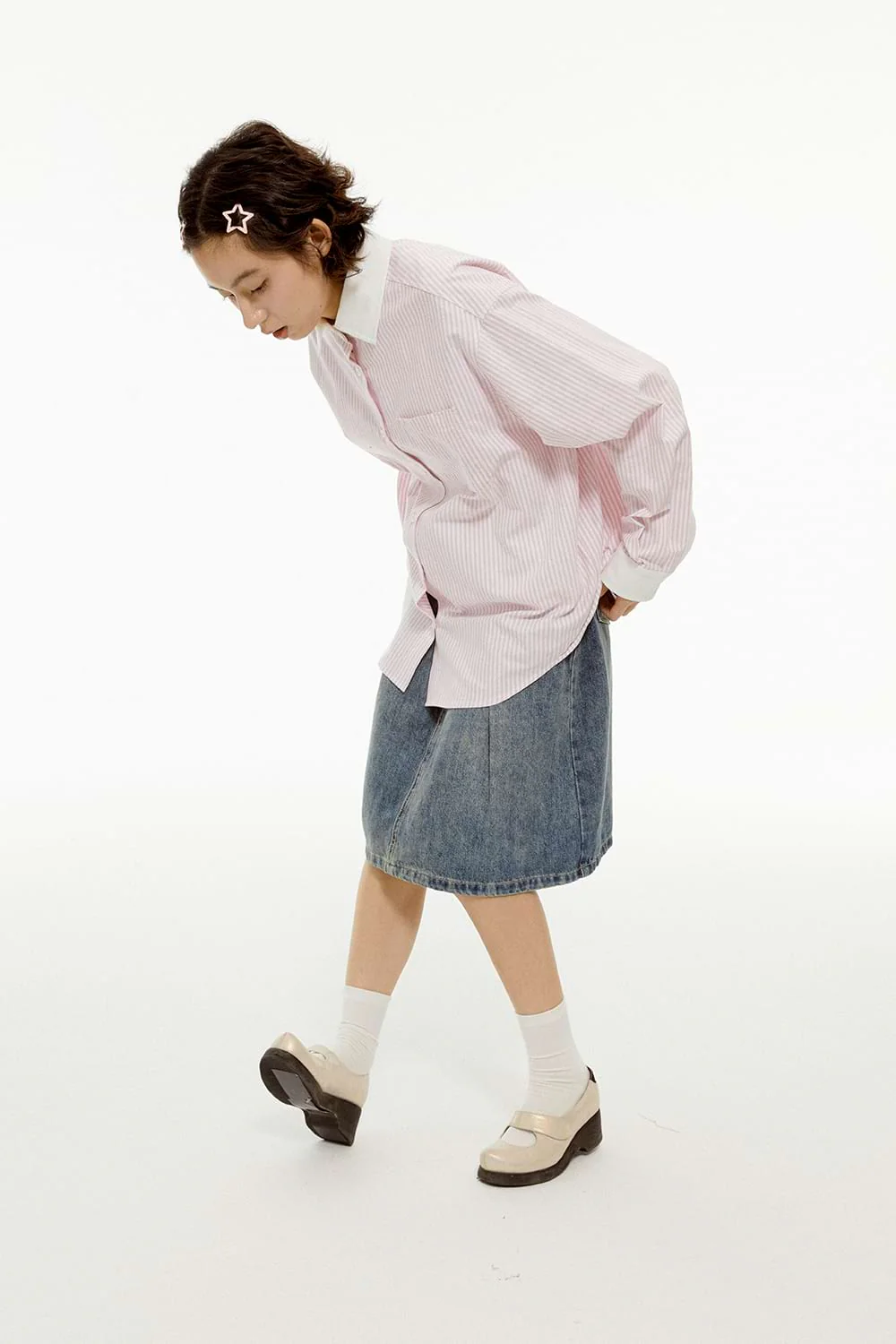 Contrast Hem Pinstripe Button Shirt - Image 7