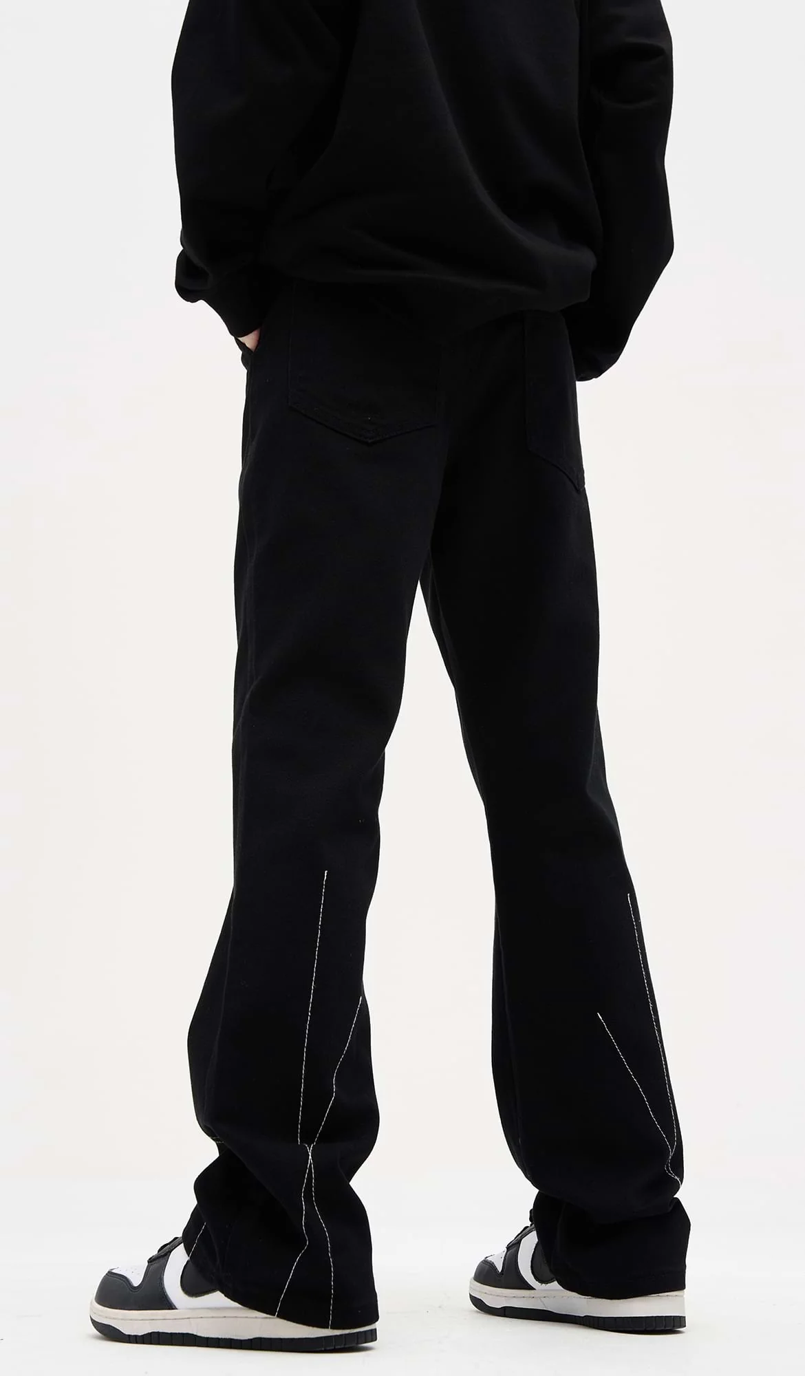 Contrast Stitch Straight Pants - Image 5