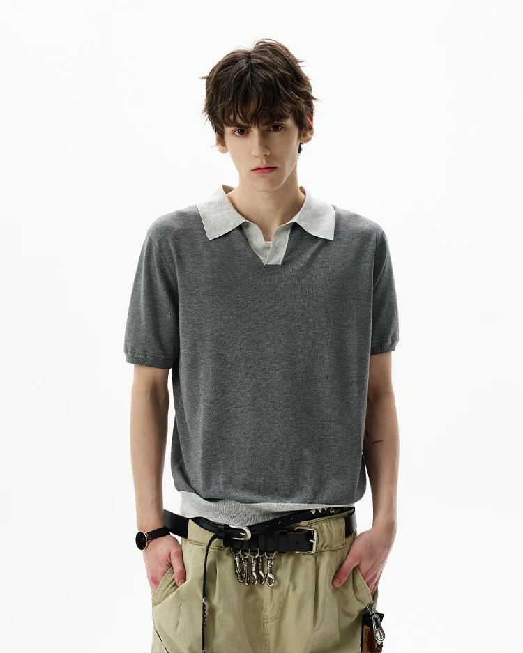 Contrast Trim Short Sleeve Knit Polo Shirt - Image 5