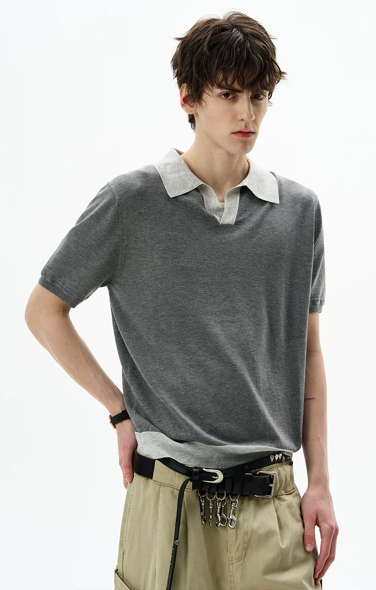 Contrast Trim Short Sleeve Knit Polo Shirt - Image 6