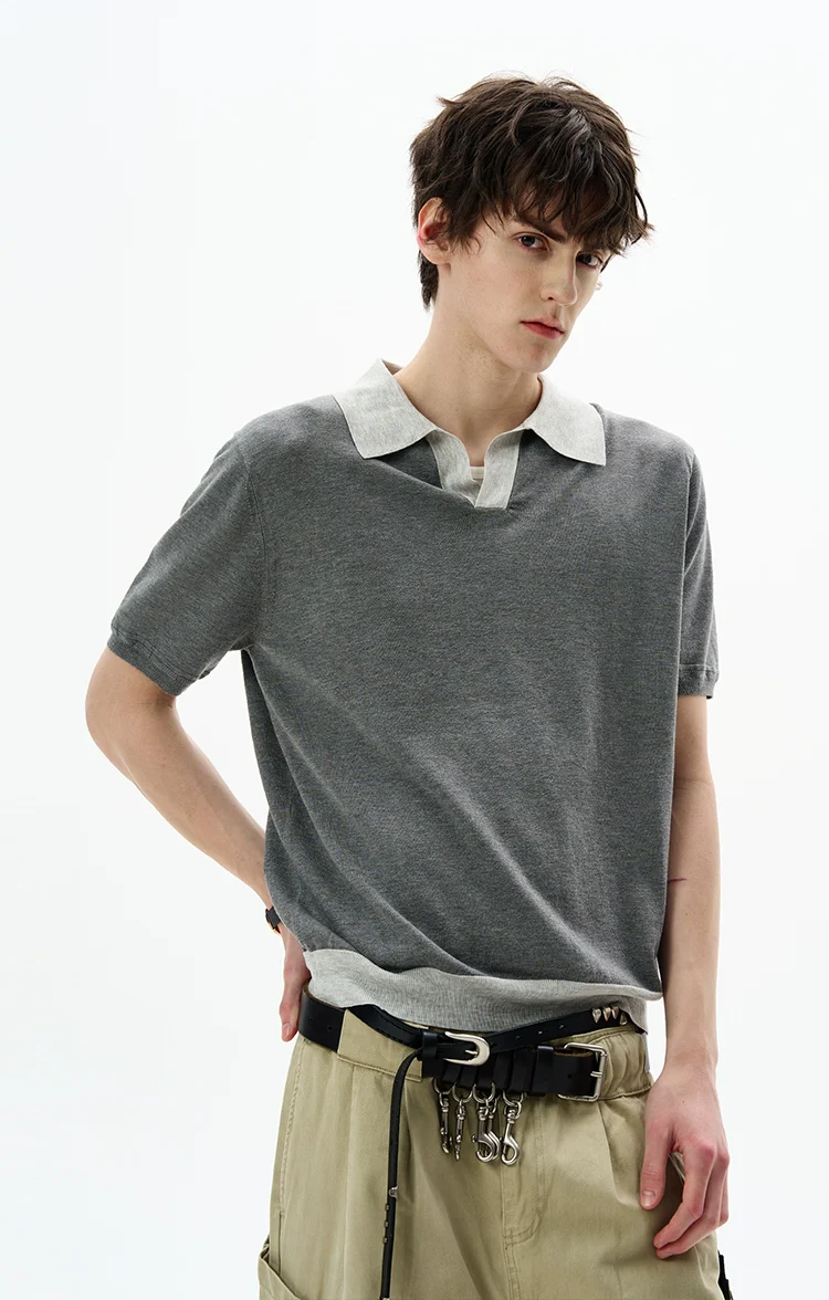 Contrast Trim Short Sleeve Knit Polo Shirt - Image 8