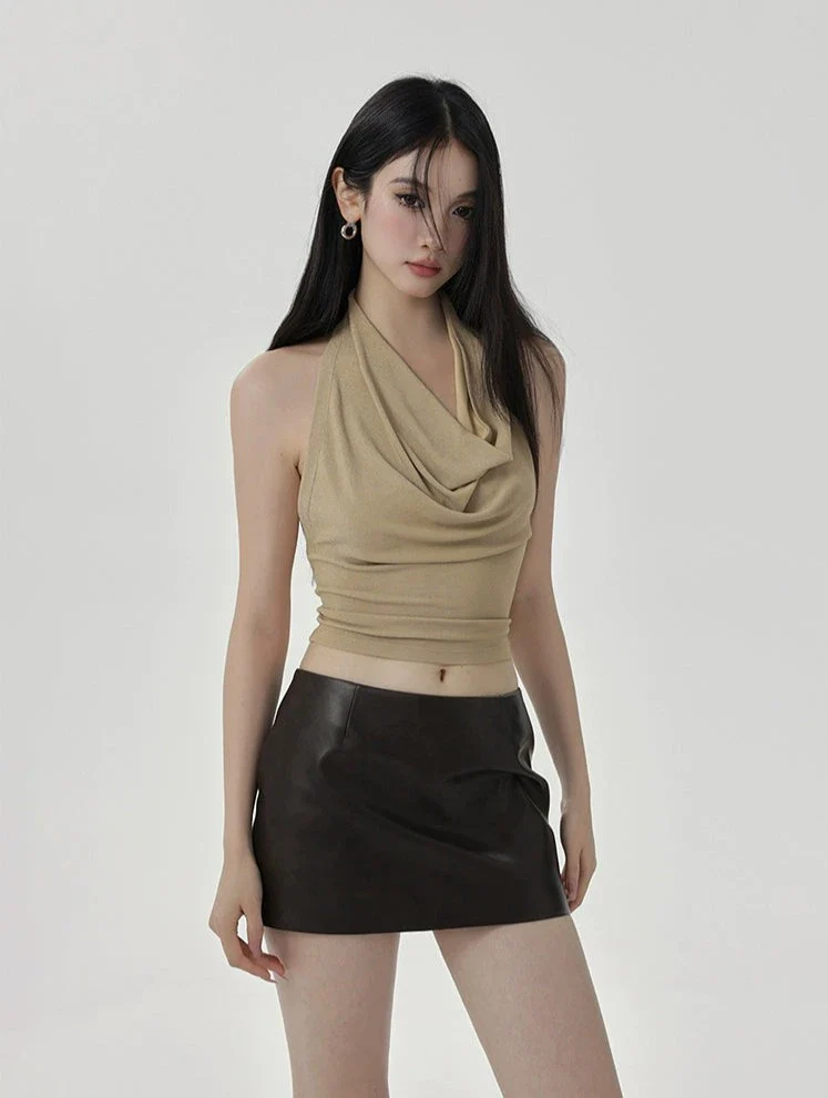 Cowl Neck Sleeveless Crop Top - Image 5