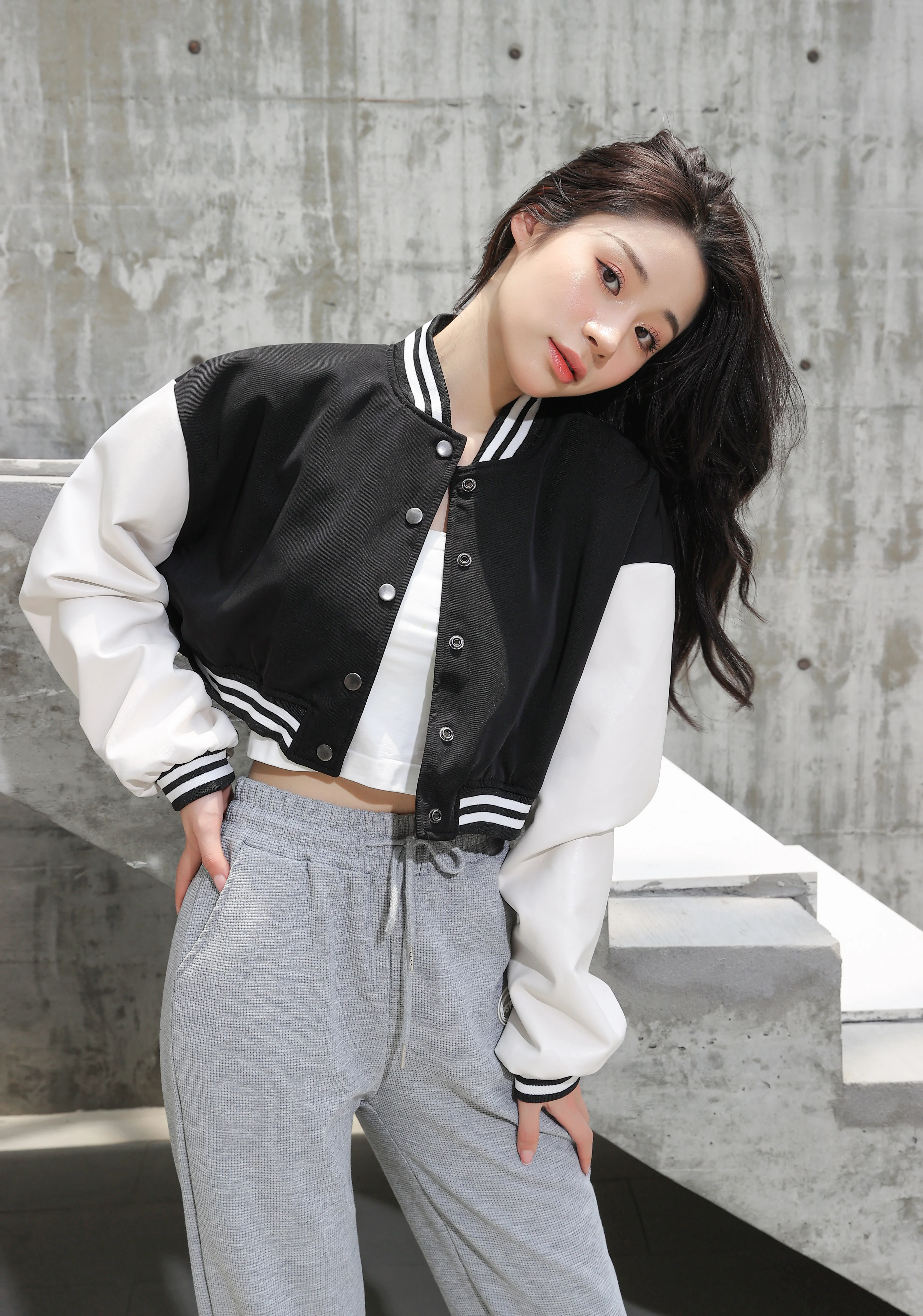 Cropped Baseball Jacket - Image 2