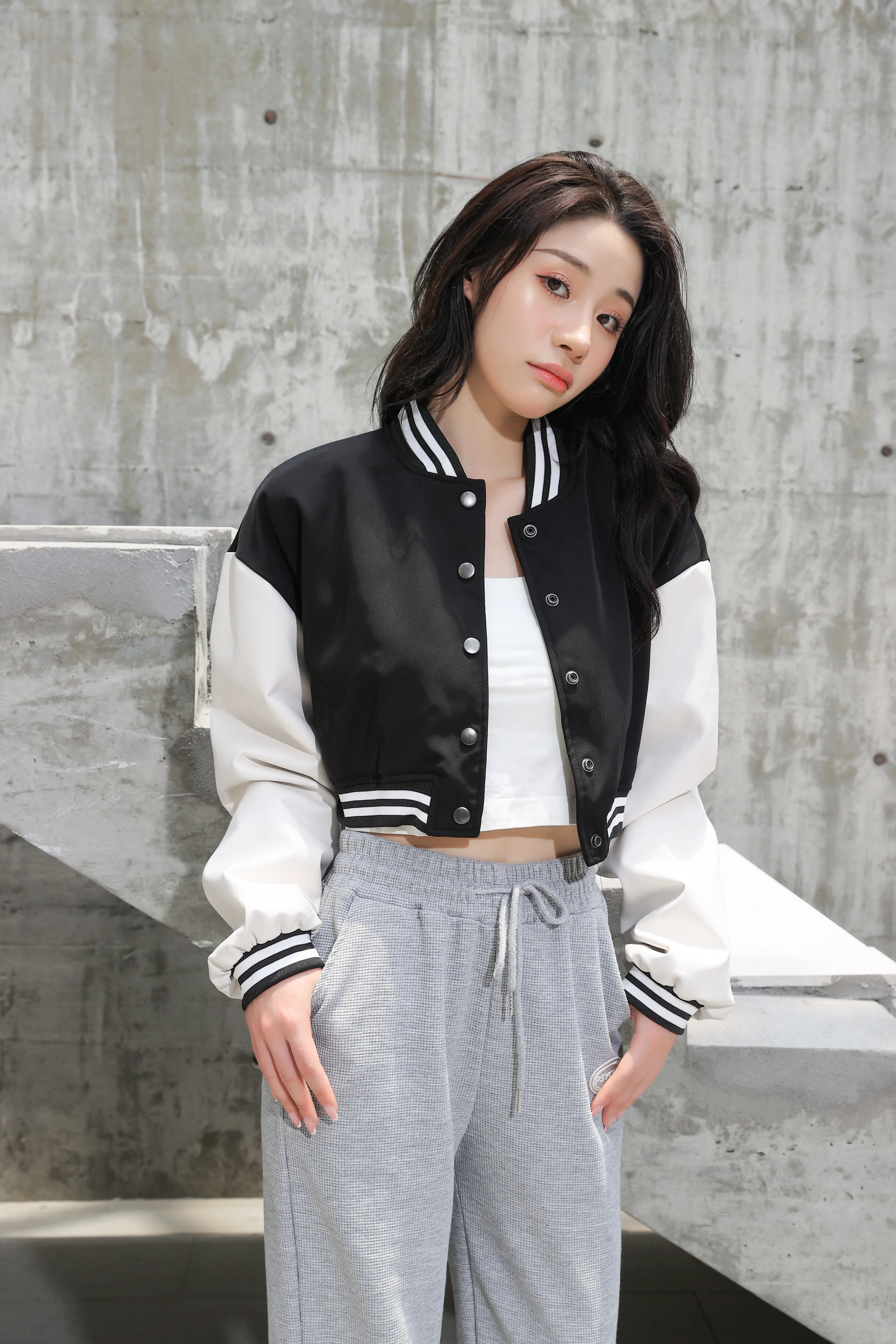 Cropped Baseball Jacket - Image 3