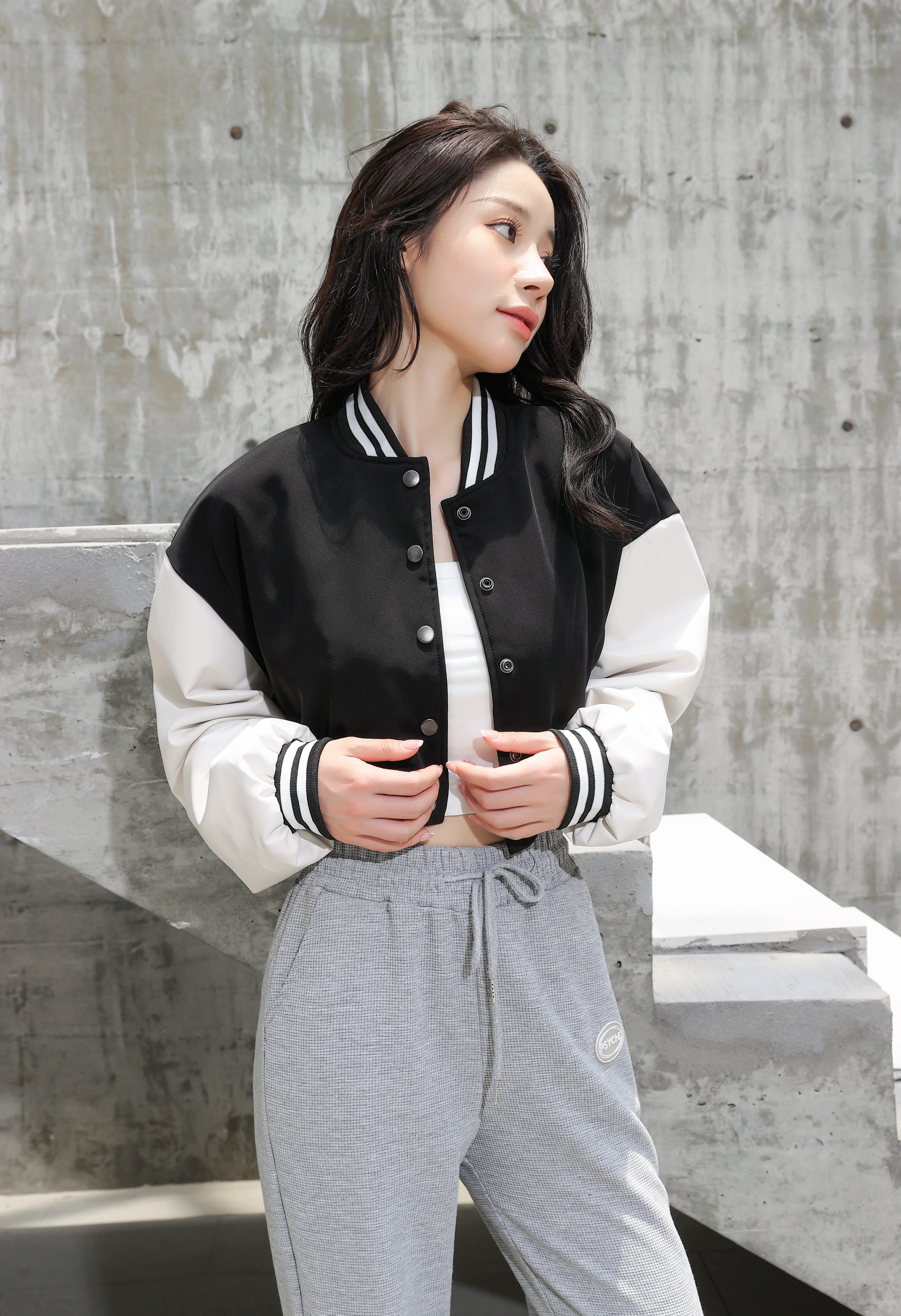 Cropped Baseball Jacket - Image 5