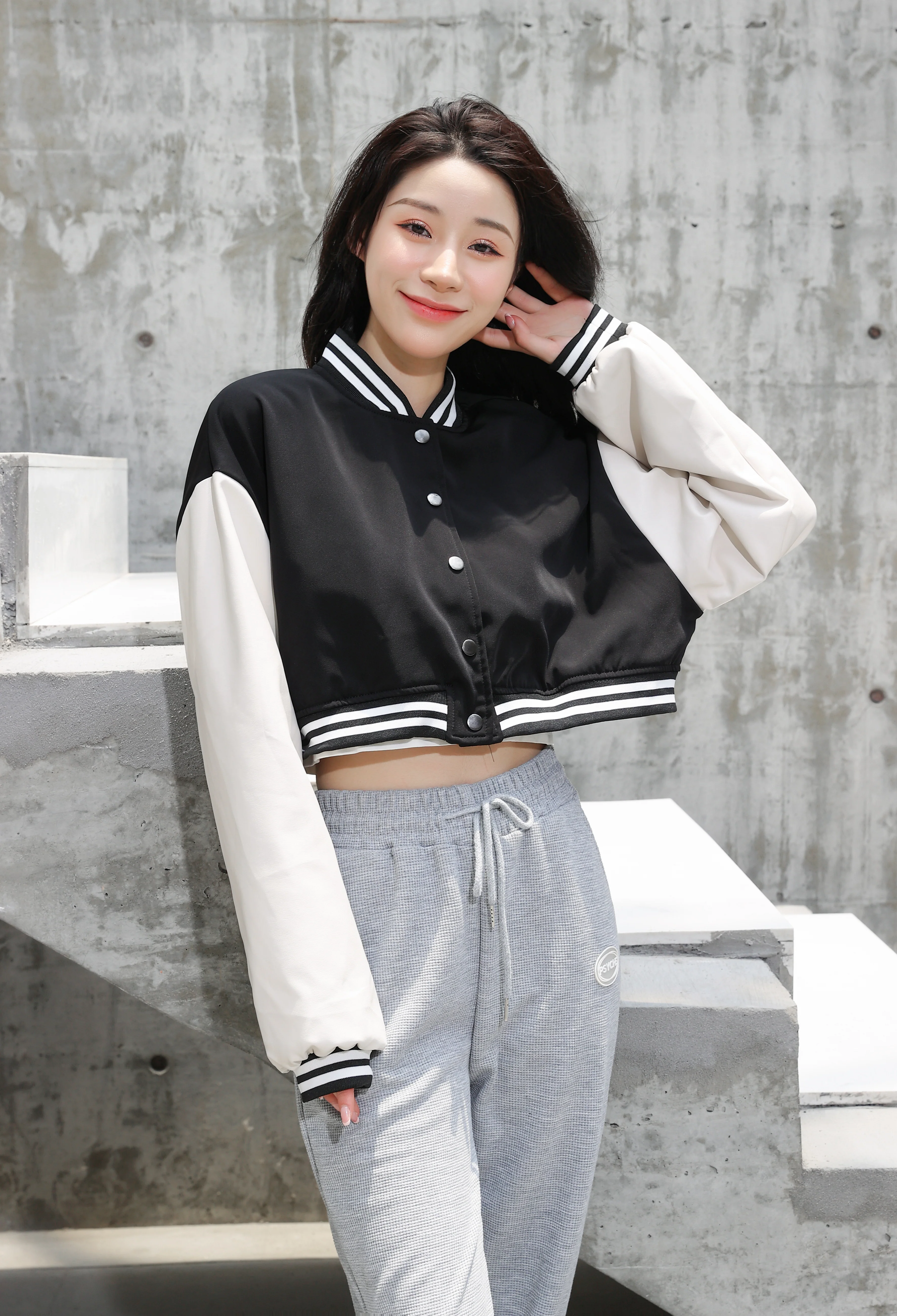 Cropped Baseball Jacket - Image 7