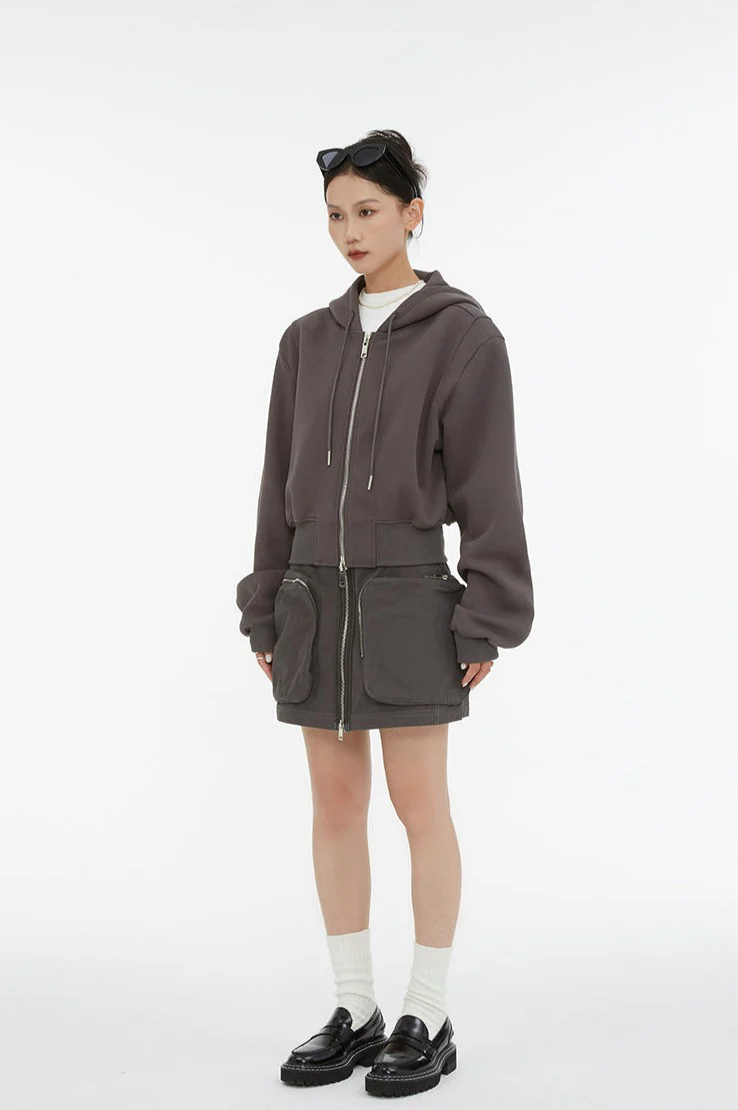 Cropped Double Zip Hoodie - Image 4