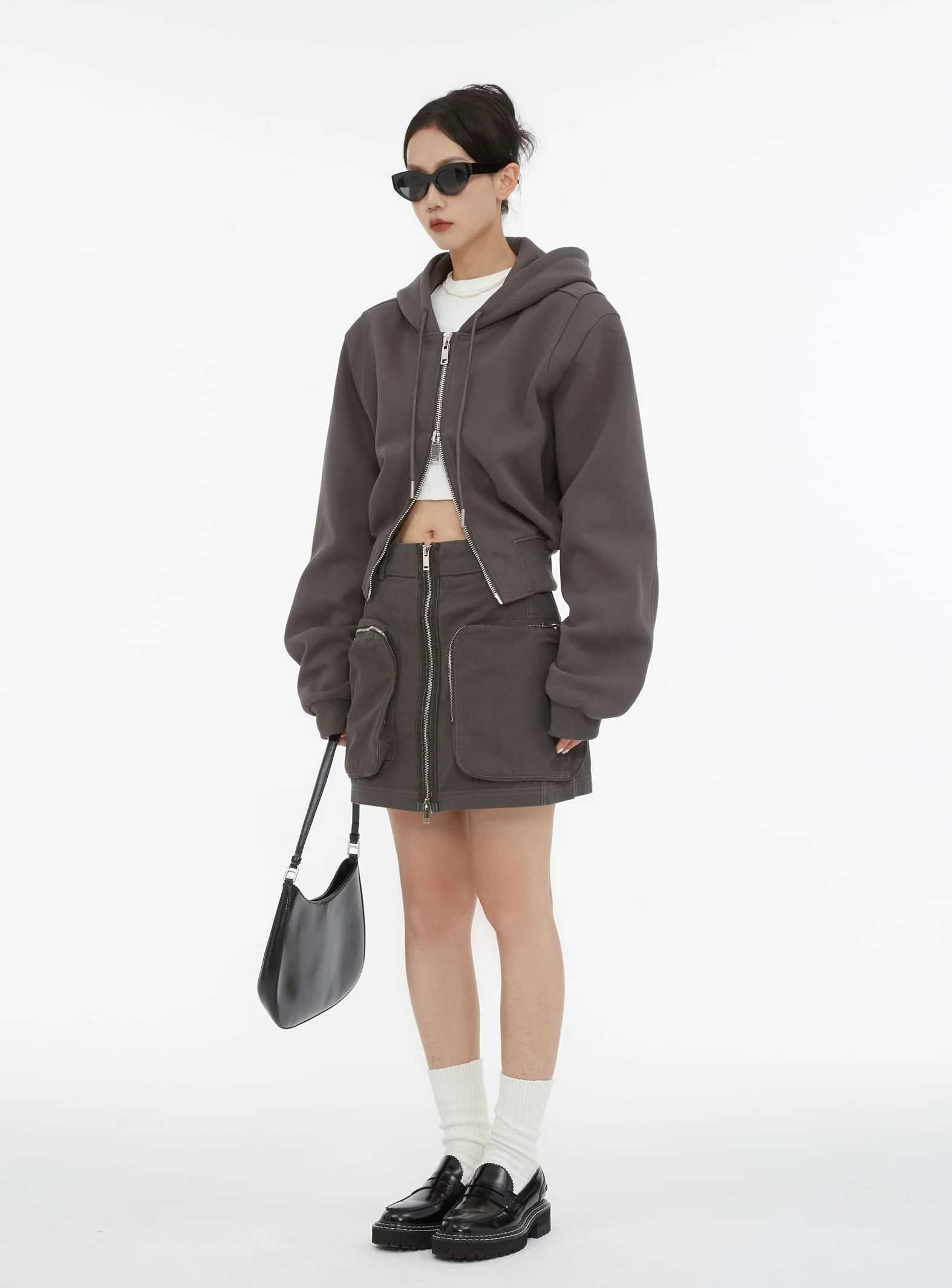 Cropped Double Zip Hoodie - Image 5