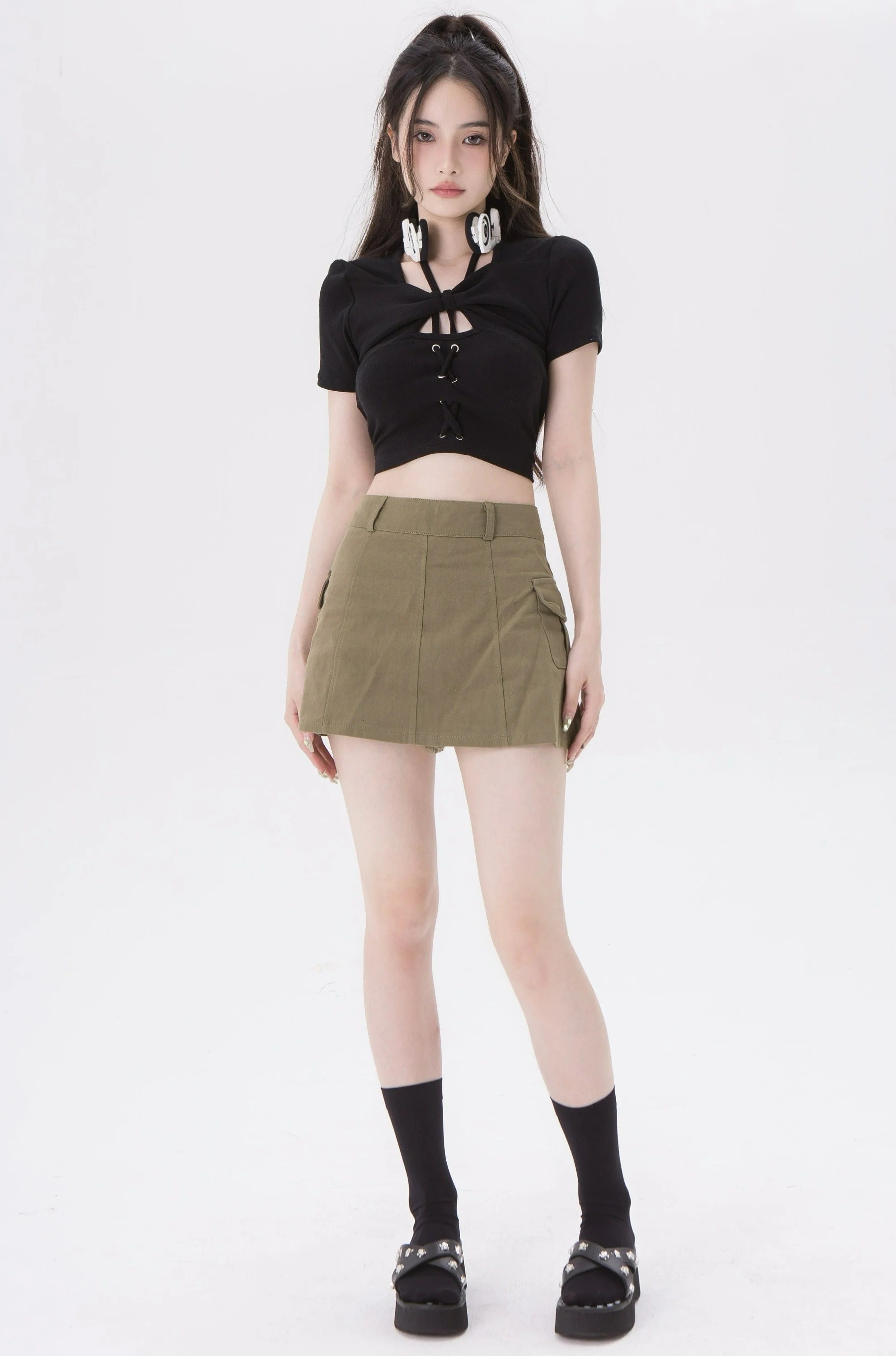 Cropped Overlap Halter String Top - Image 11