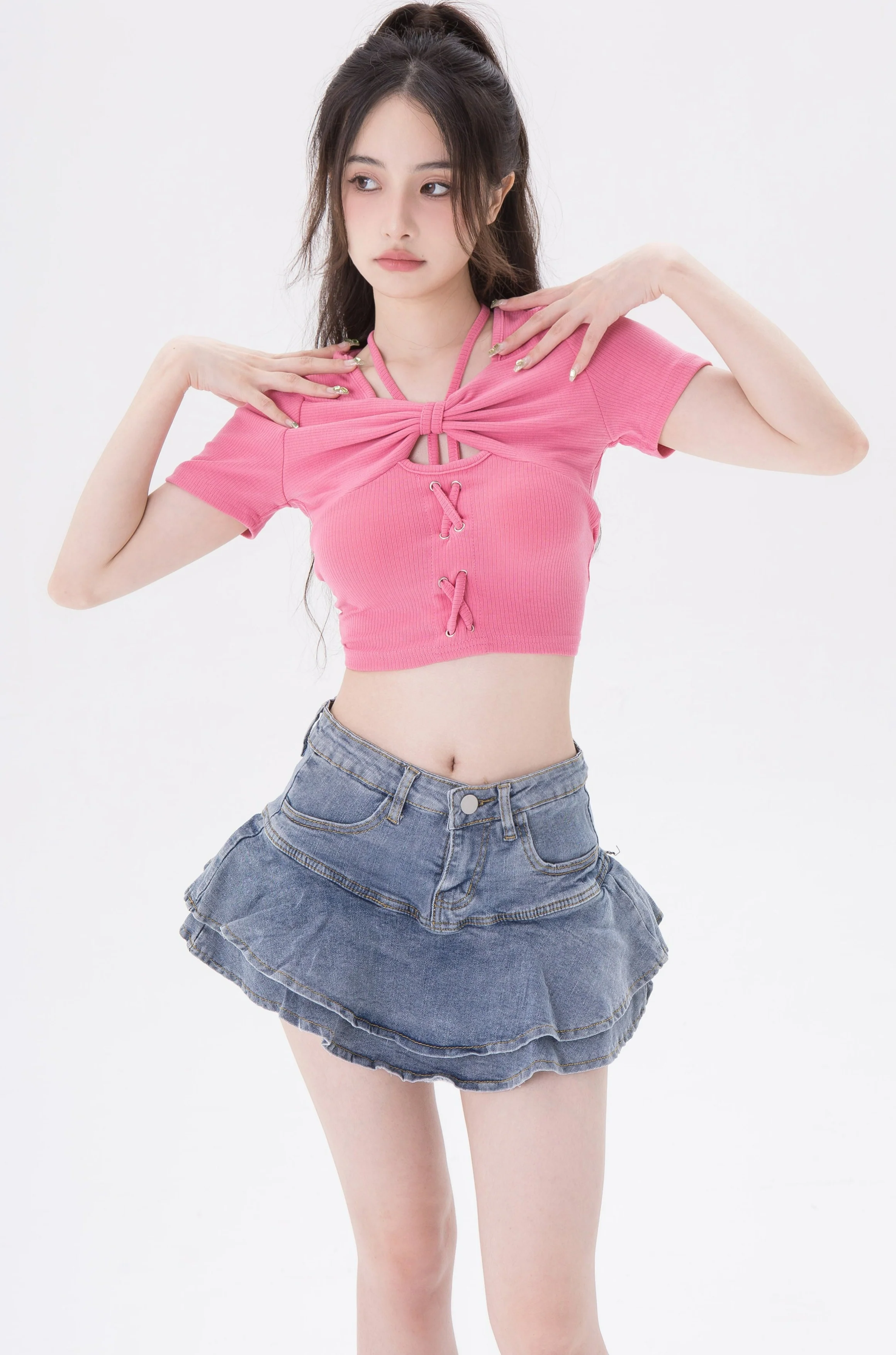 Cropped Overlap Halter String Top - Image 4