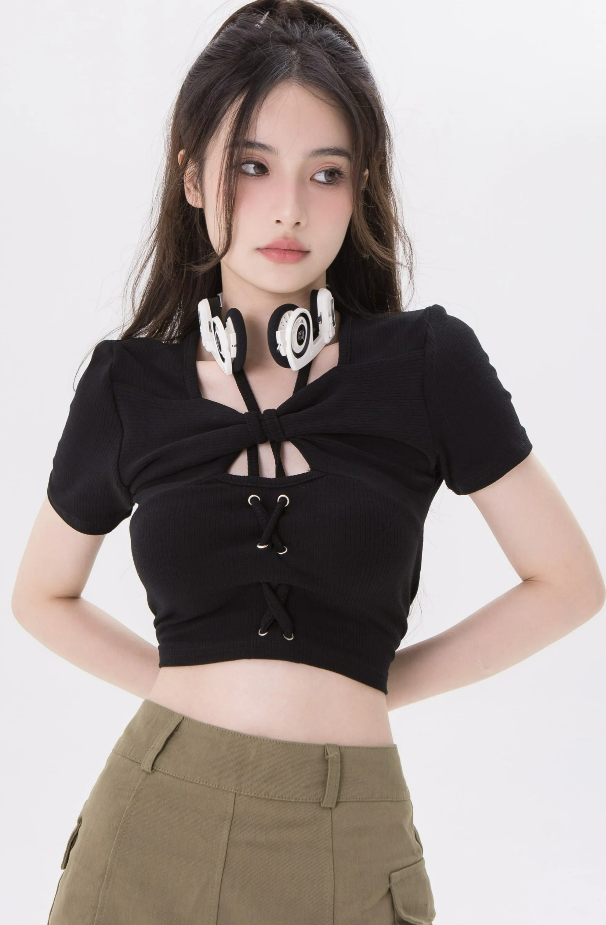 Cropped Overlap Halter String Top - Image 7