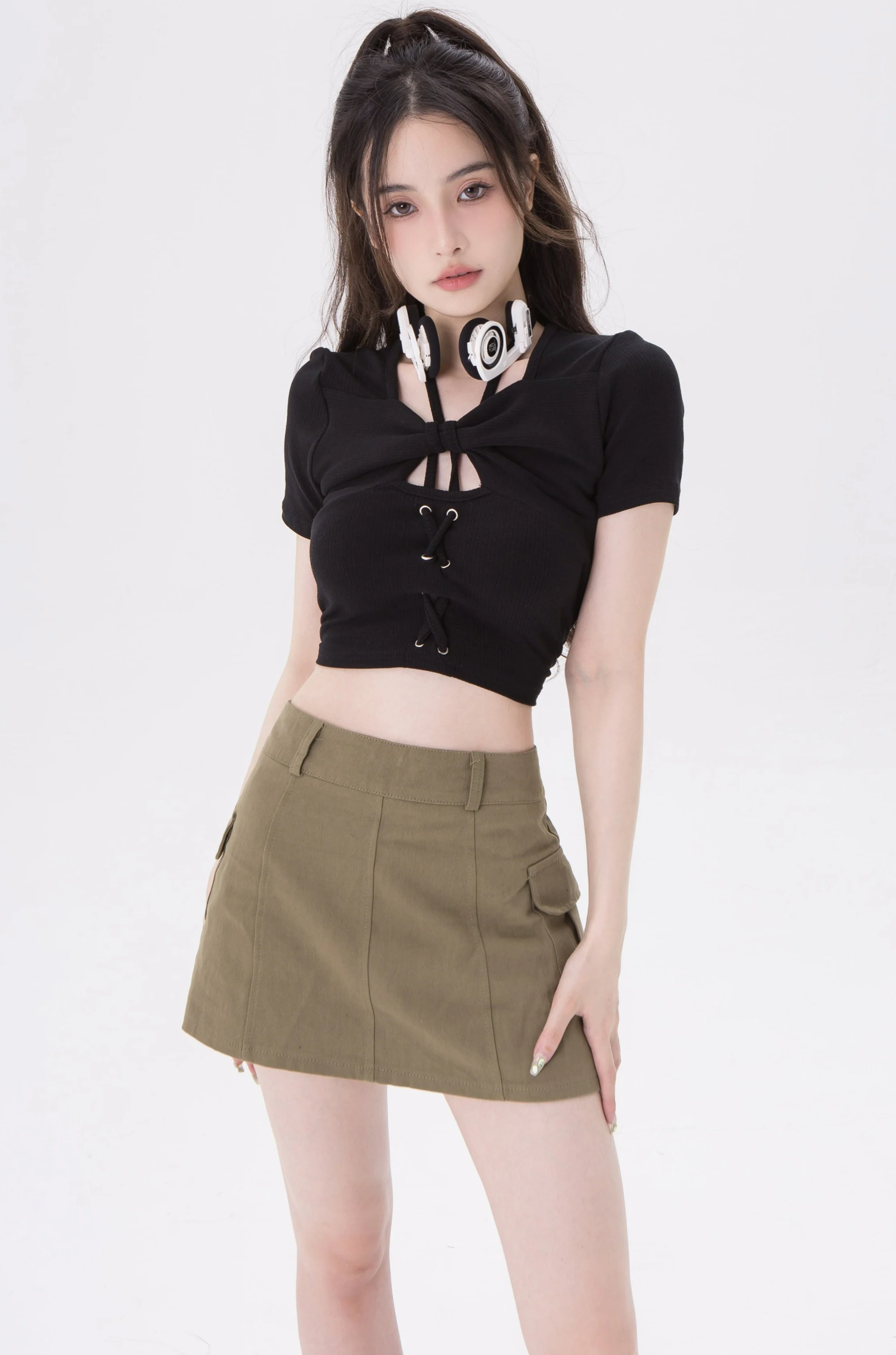 Cropped Overlap Halter String Top - Image 8