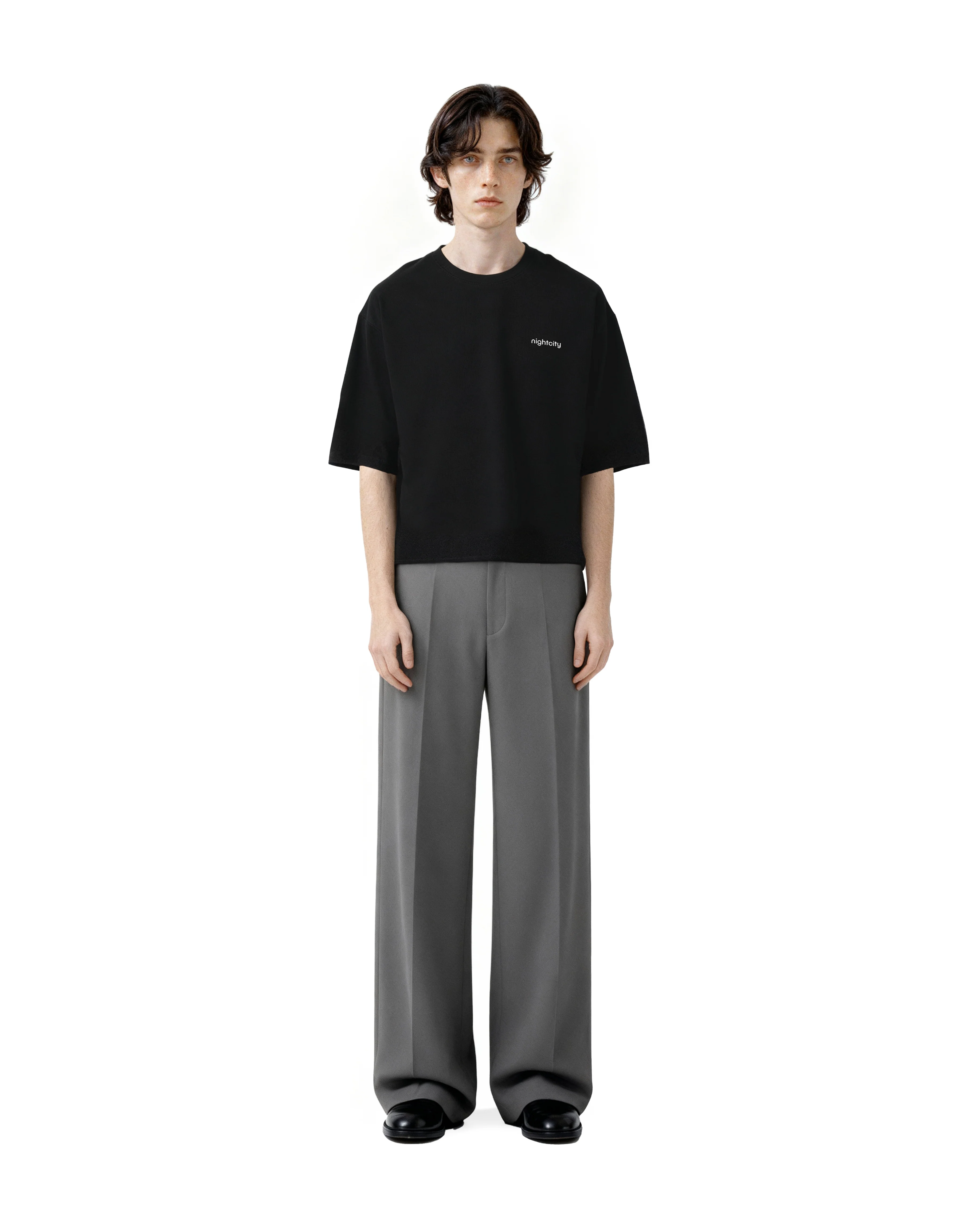 Cropped Oversized Nightcity Logo Cotton T-Shirt - Image 7