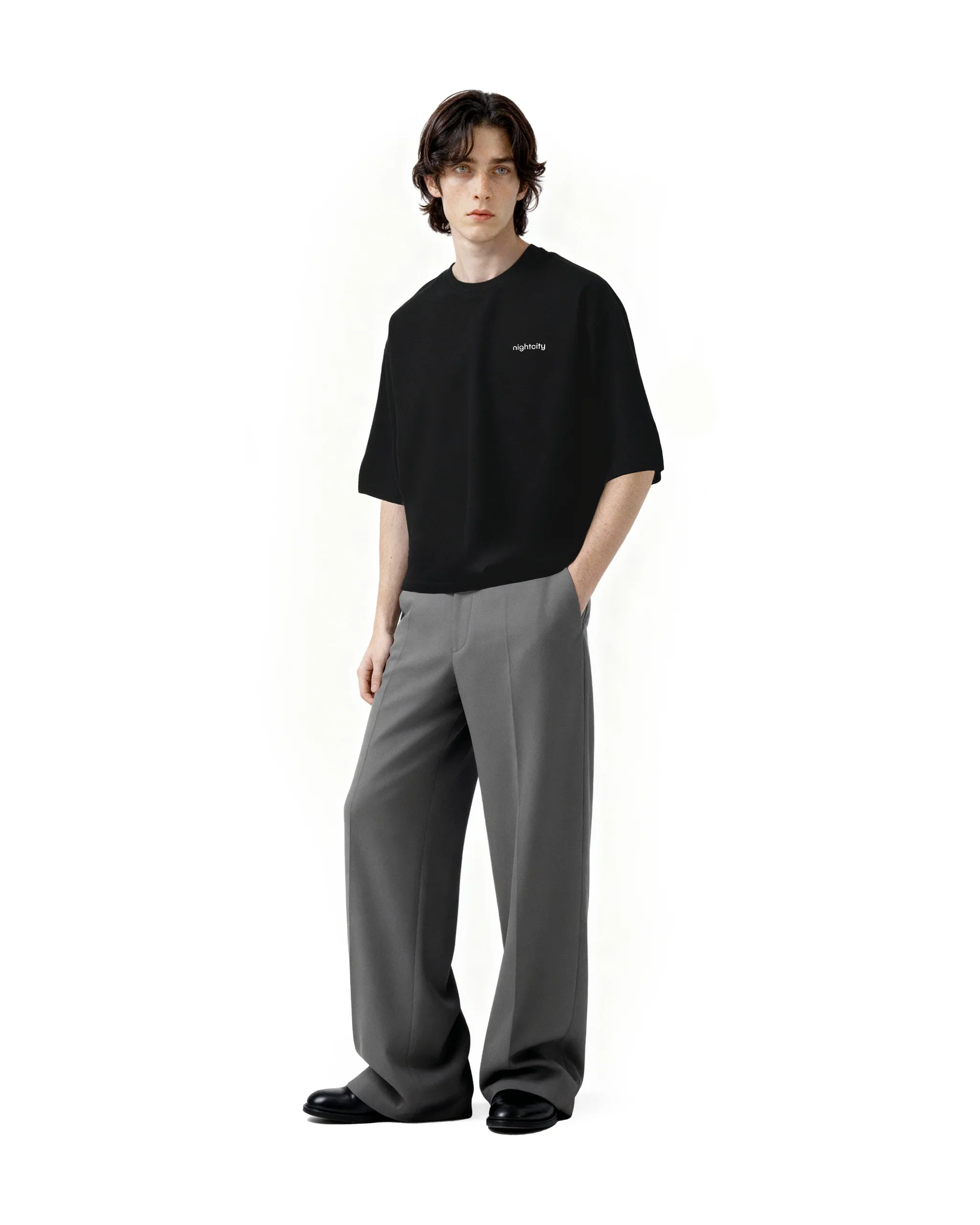 Cropped Oversized Nightcity Logo Cotton T-Shirt - Image 8
