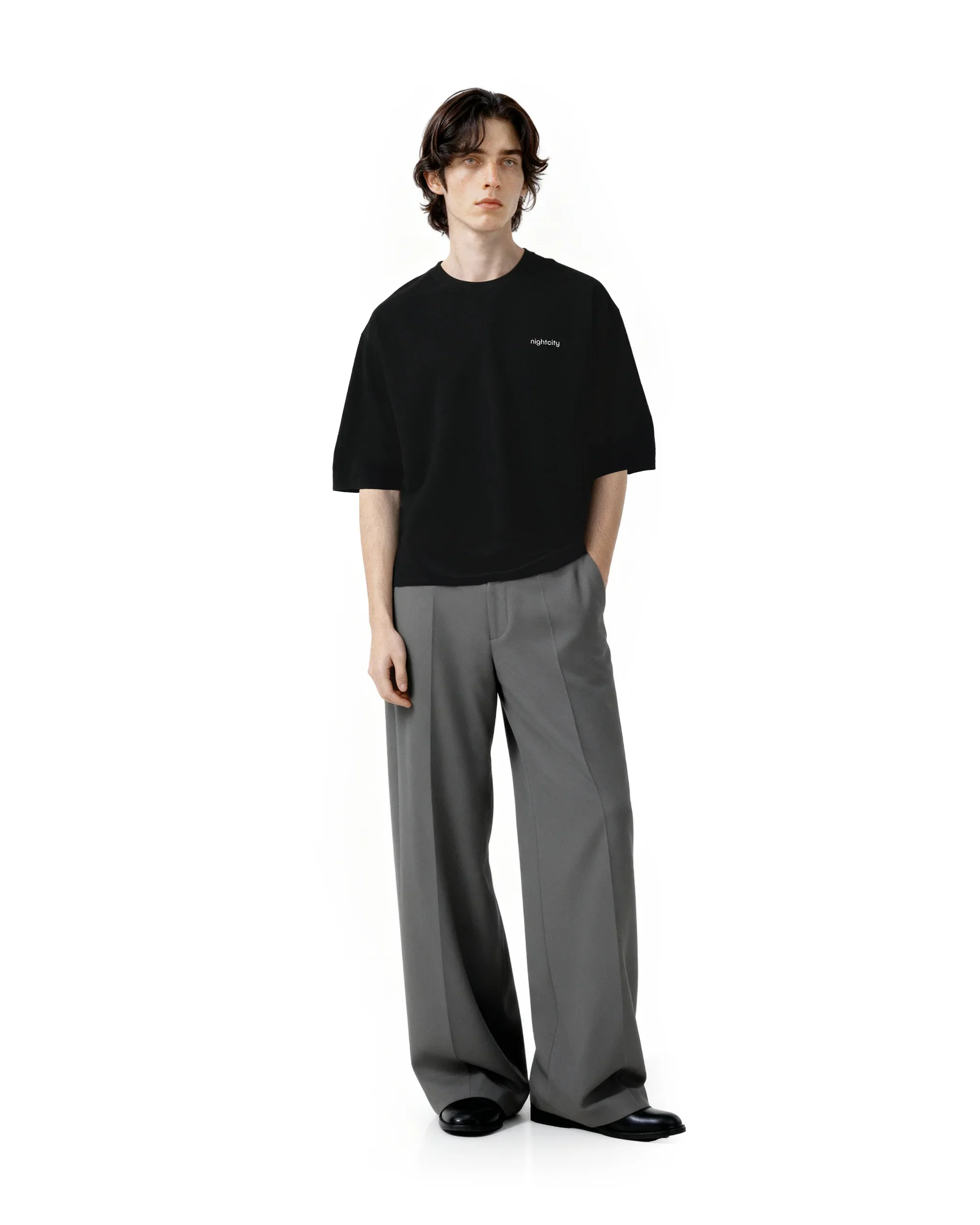 Cropped Oversized Nightcity Logo Cotton T-Shirt - Image 9