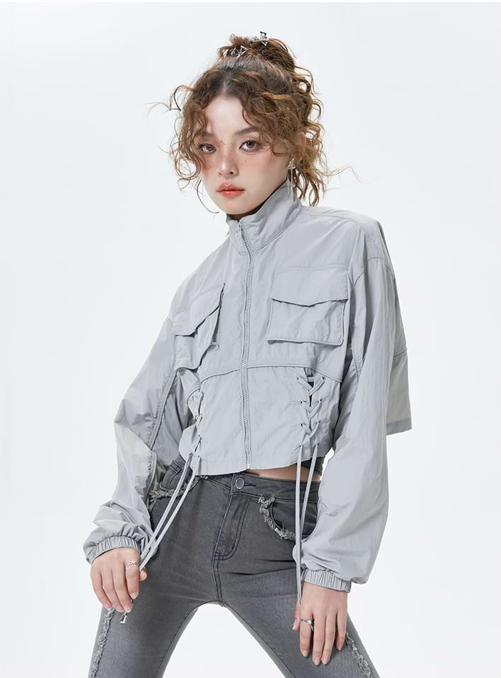 Cropped Zip Up Windbreaker - Image 2