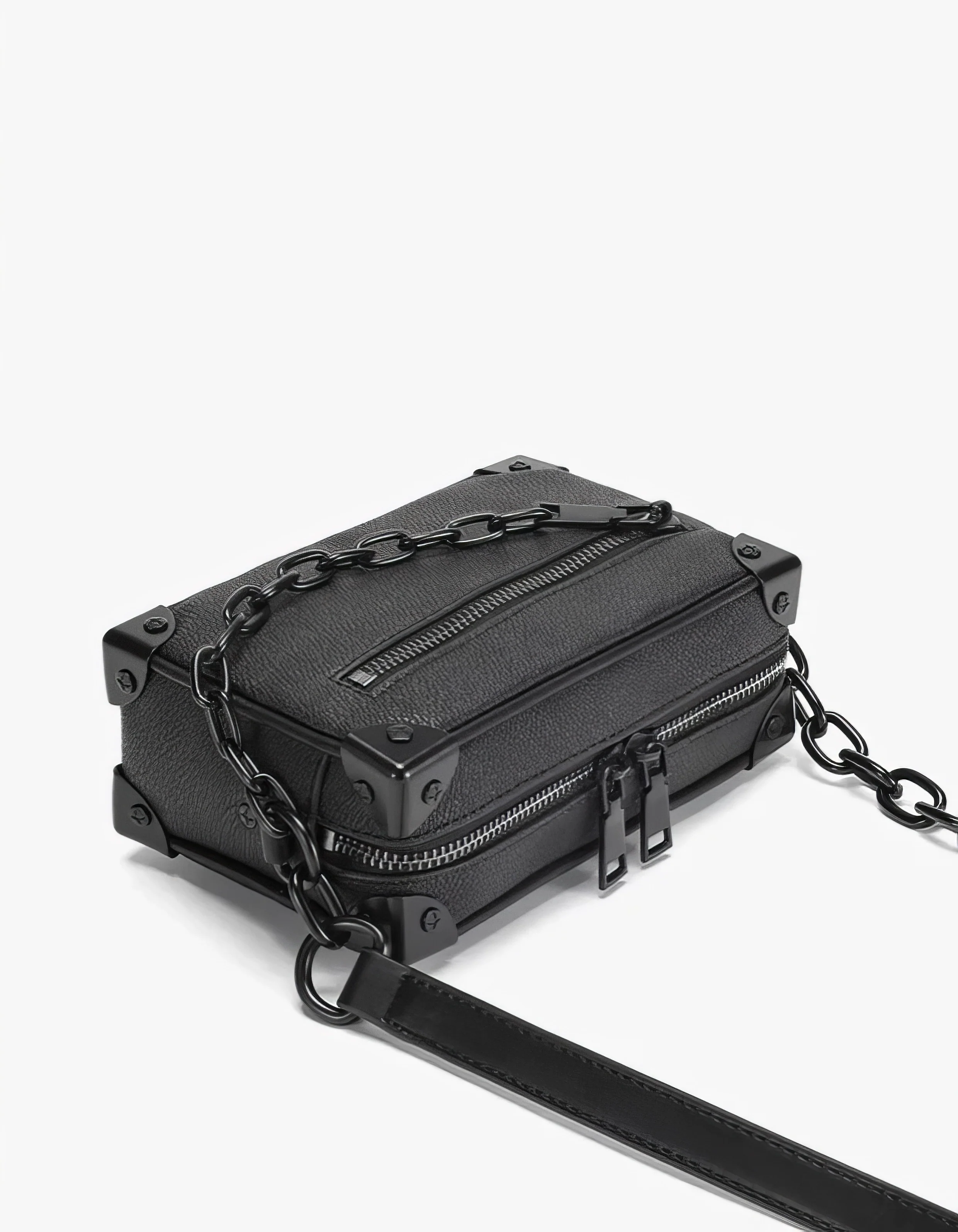 Crossbody Box Bag with Attached Chain Detail - Image 7
