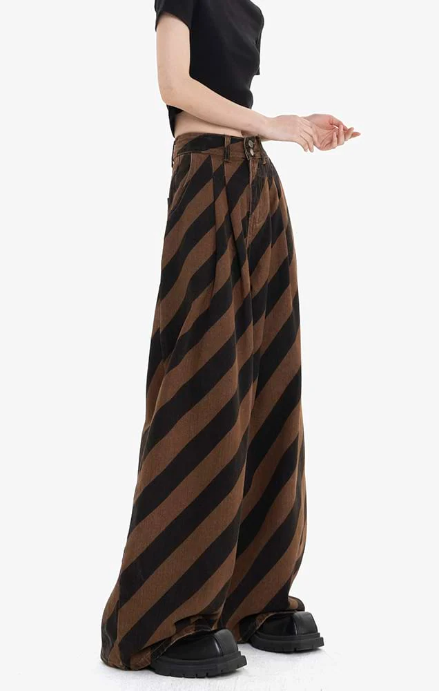 Diagonal Stripe Wide Leg Pants - Image 3