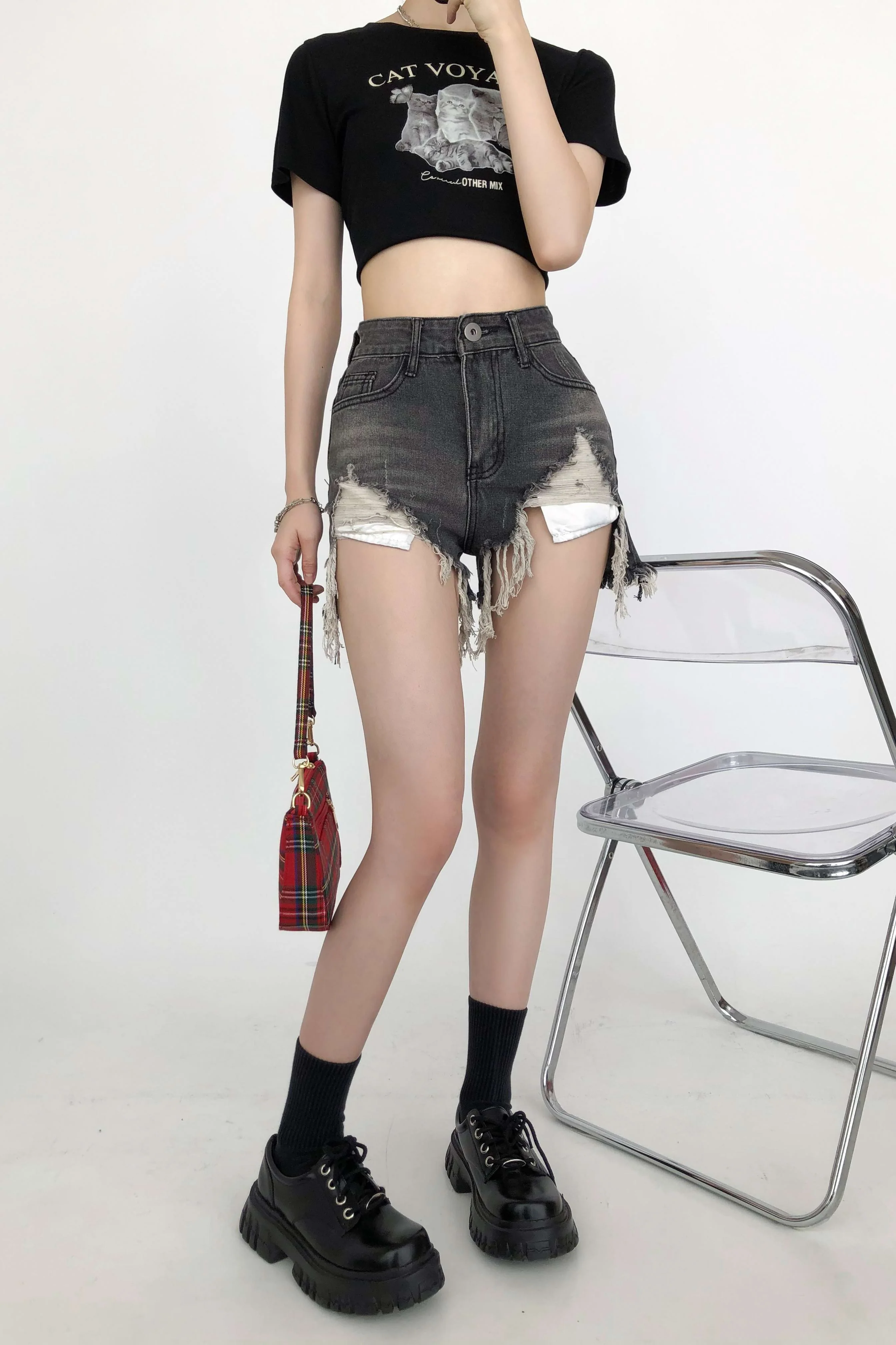 Distressed Faded Denim Shorts - Image 9