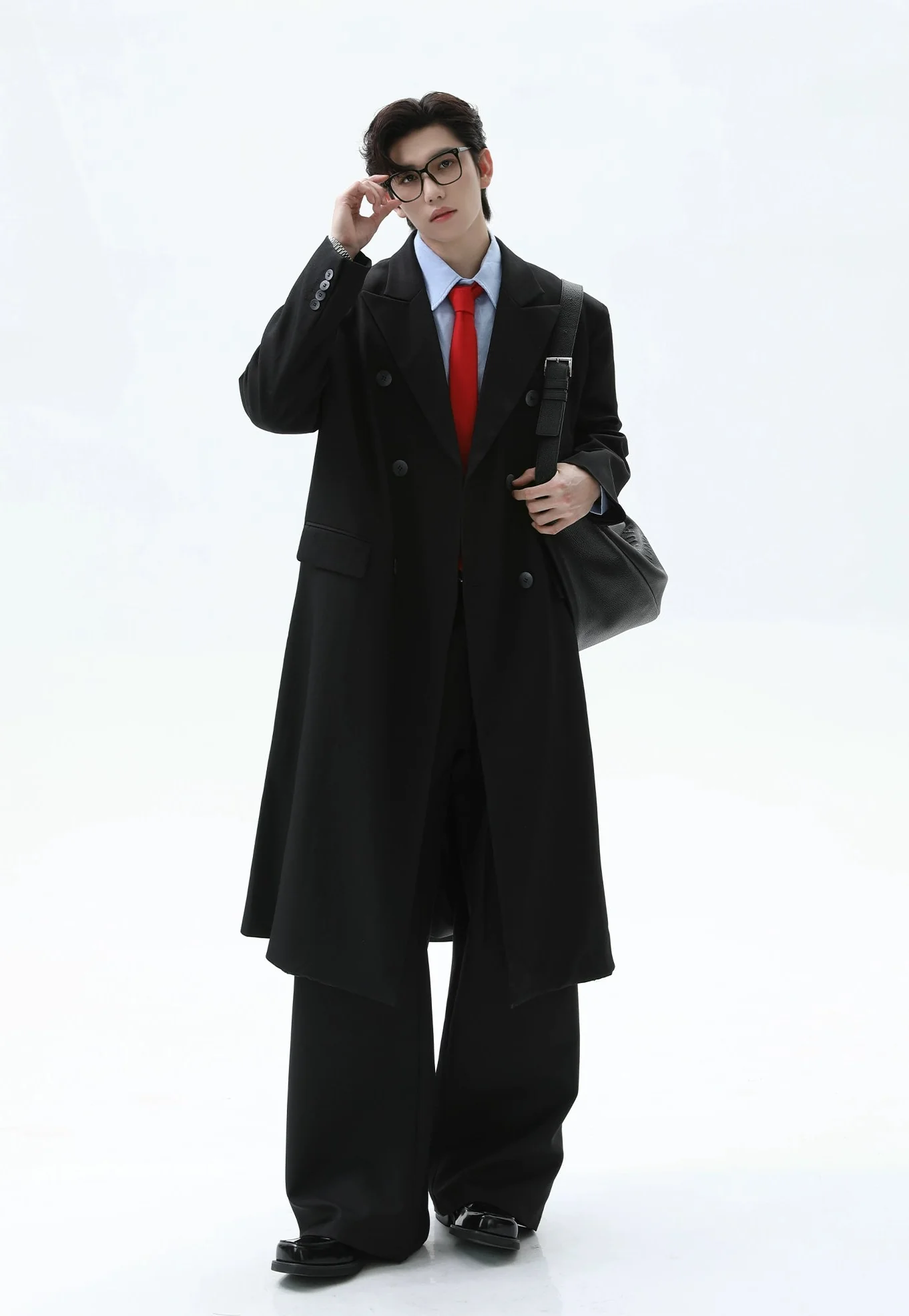 Double Breasted Longline Overcoat with Structured Shoulders - Image 12