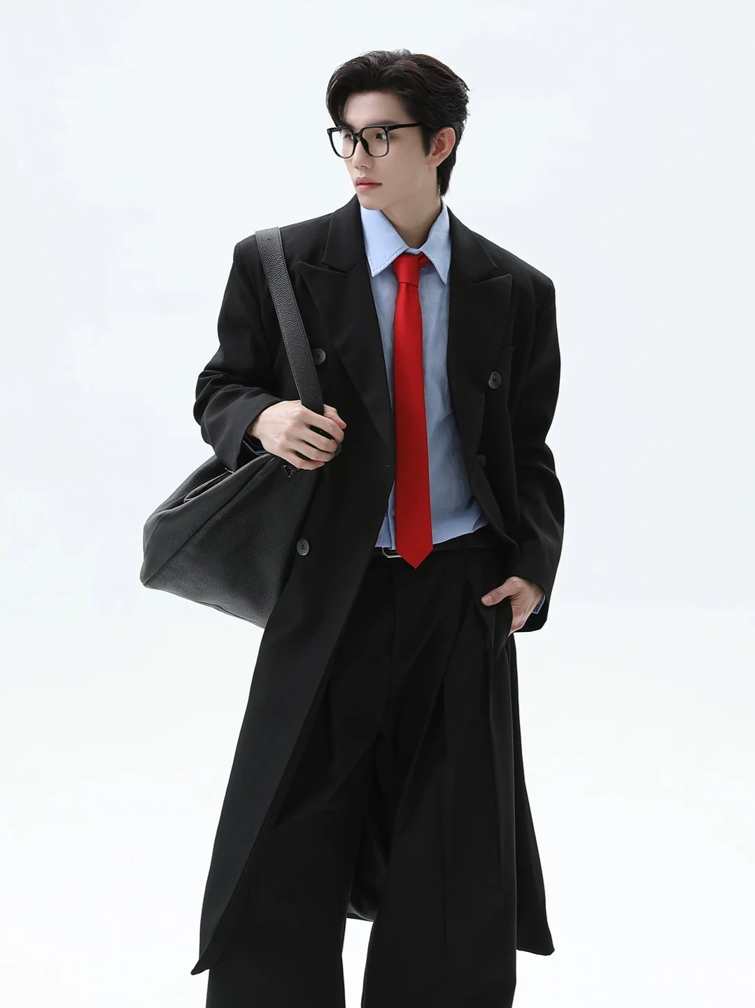 Double Breasted Longline Overcoat with Structured Shoulders - Image 13