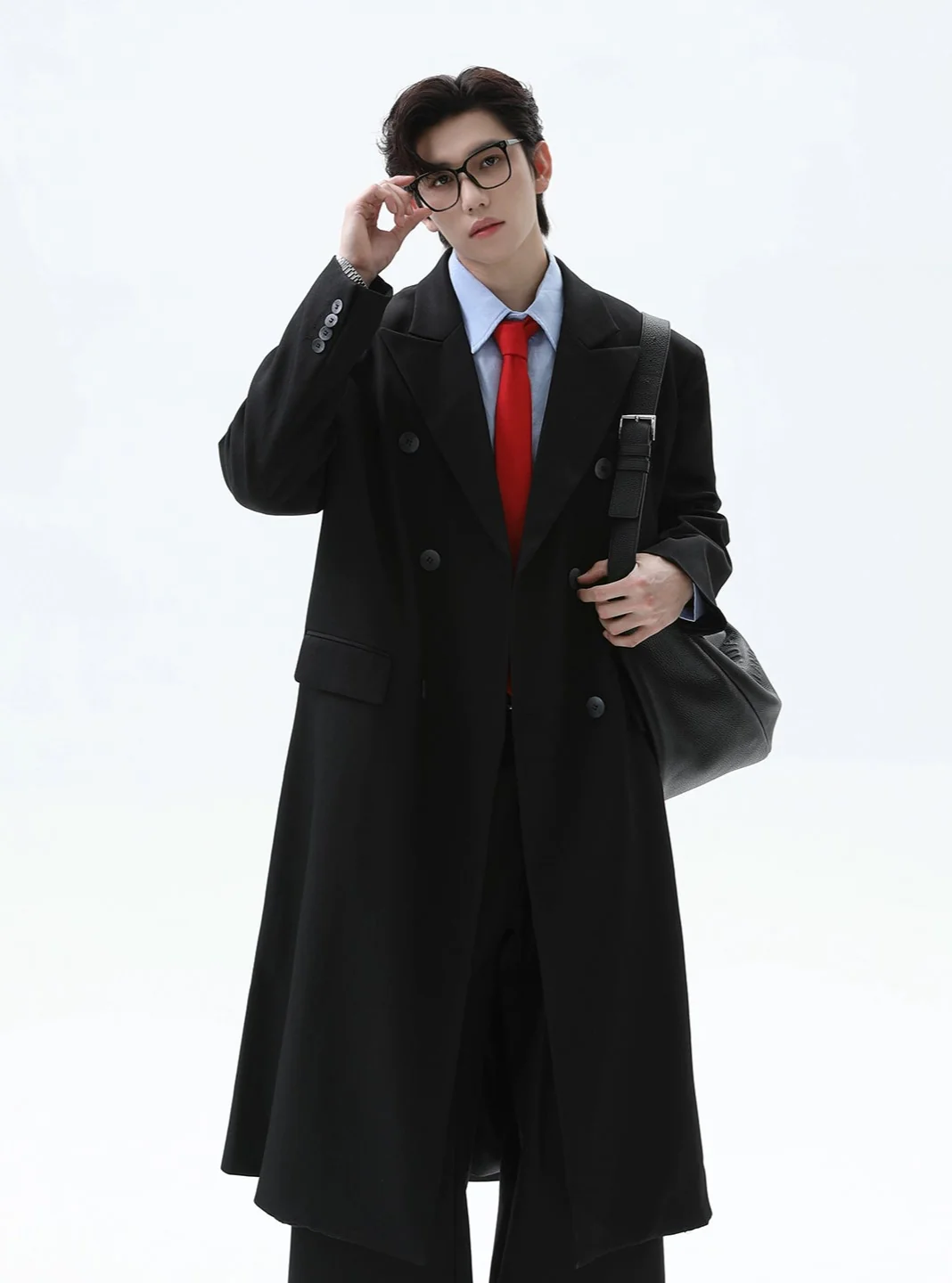 Double Breasted Longline Overcoat with Structured Shoulders - Image 14