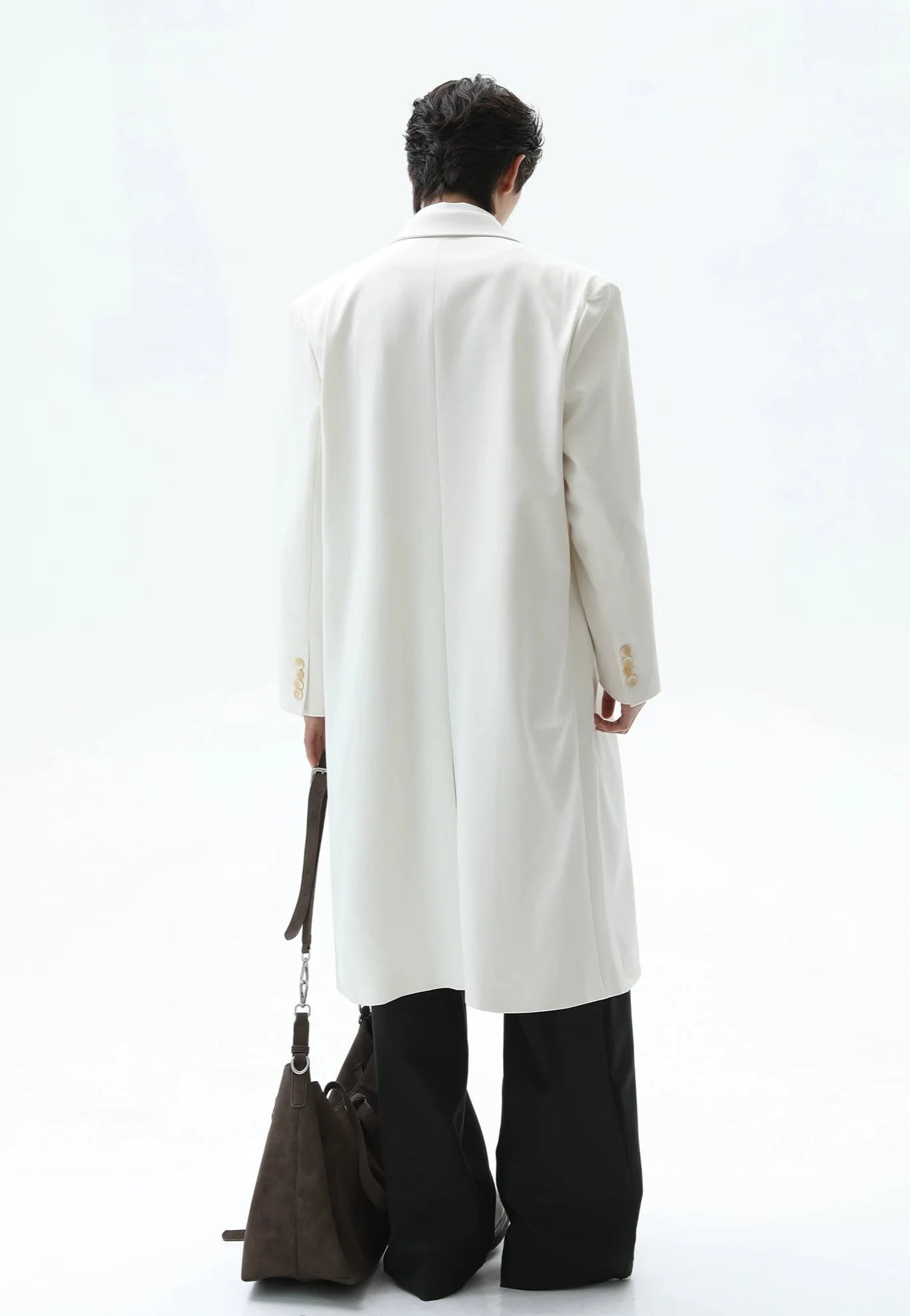 Double Breasted Longline Overcoat with Structured Shoulders - Image 5
