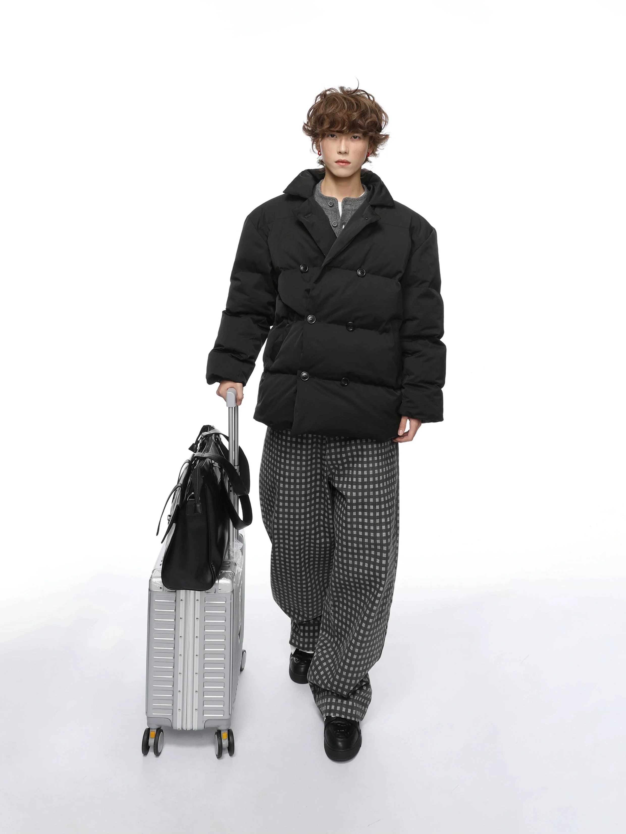 Double Breasted Oversized Quilted Puffer Jacket - Image 11