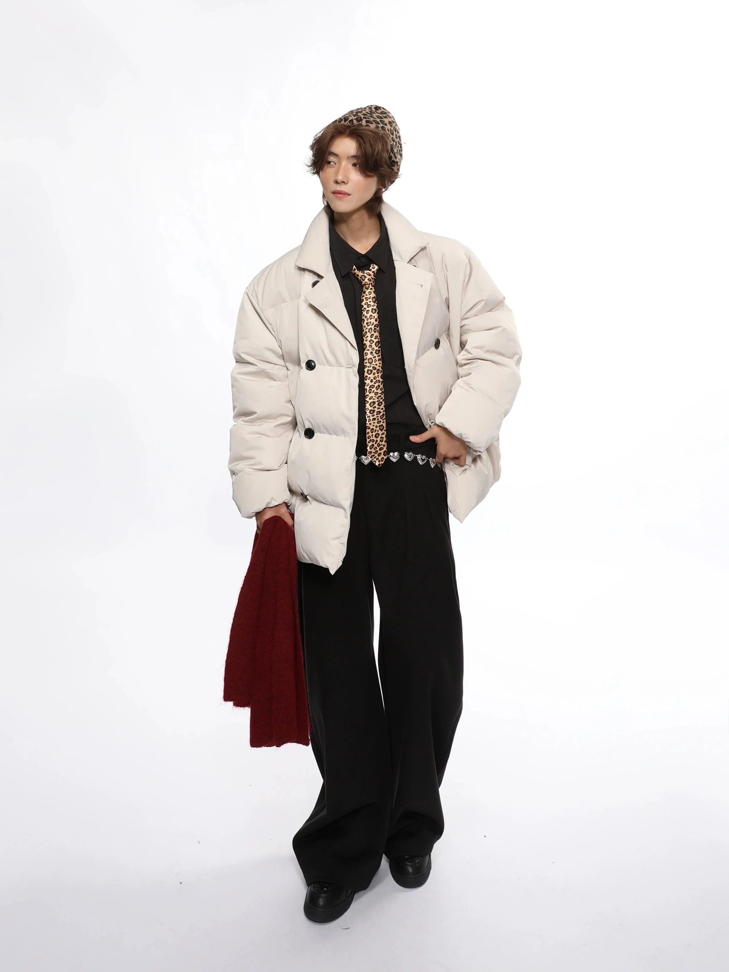 Double Breasted Oversized Quilted Puffer Jacket - Image 3