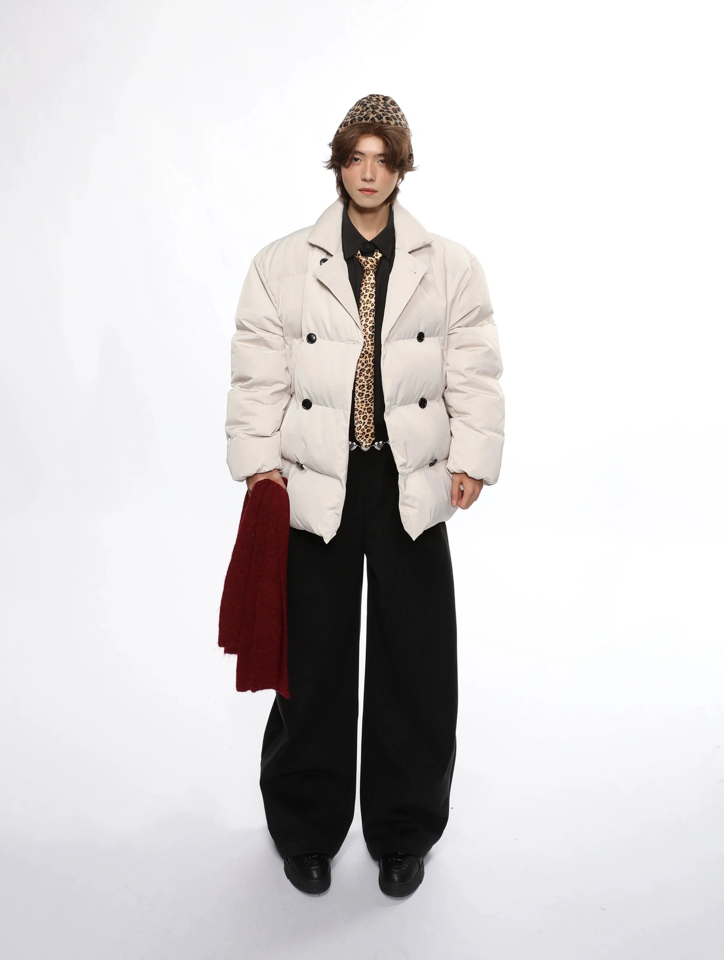 Double Breasted Oversized Quilted Puffer Jacket - Image 4