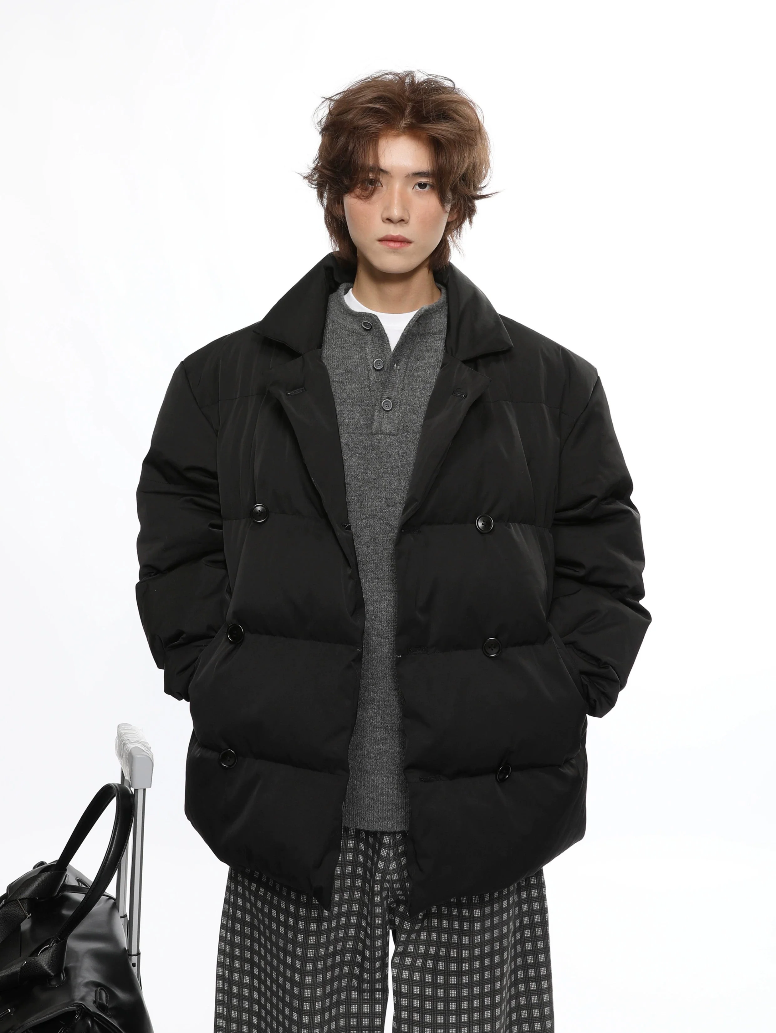 Double Breasted Oversized Quilted Puffer Jacket - Image 6
