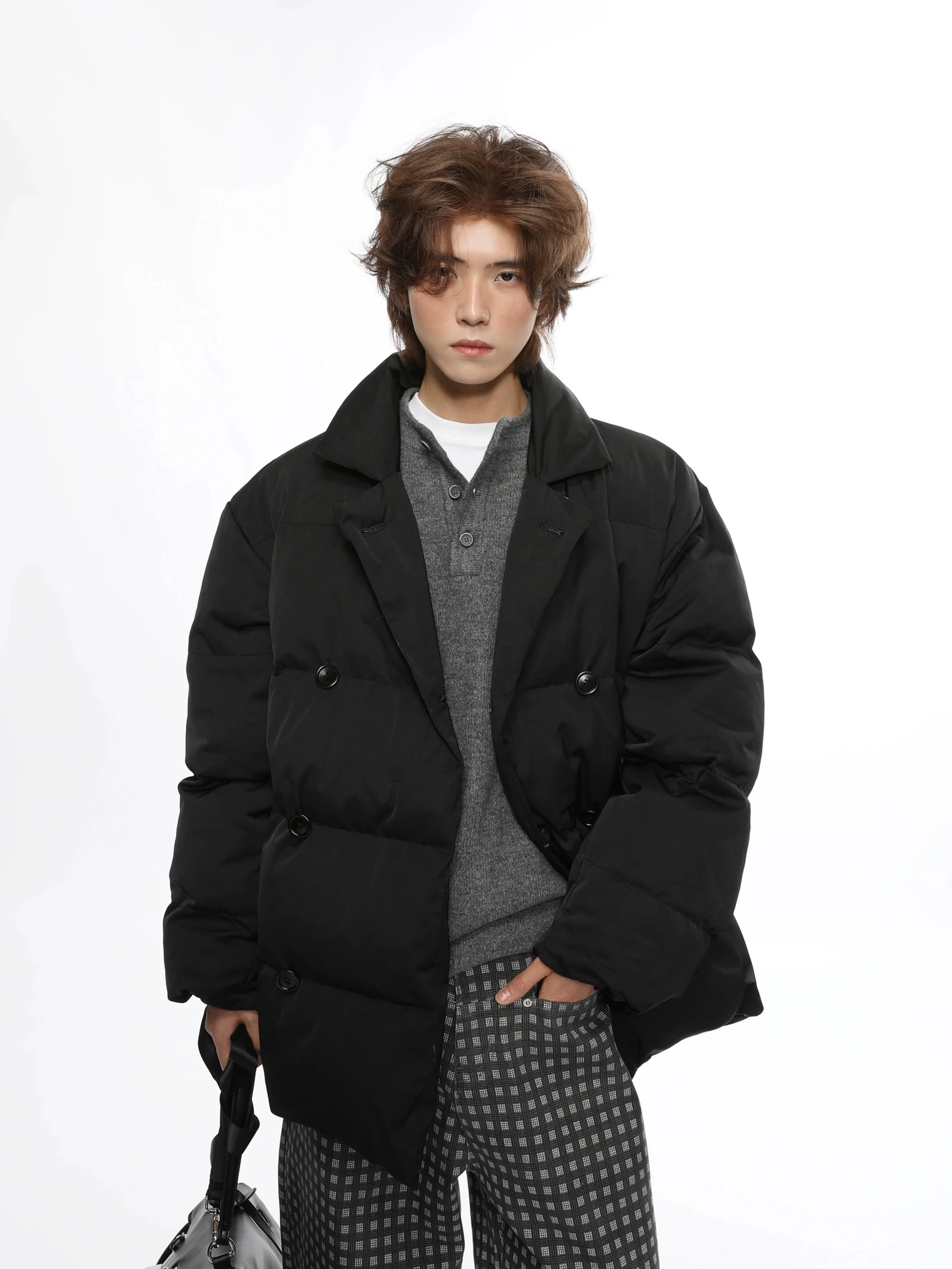 Double Breasted Oversized Quilted Puffer Jacket - Image 7