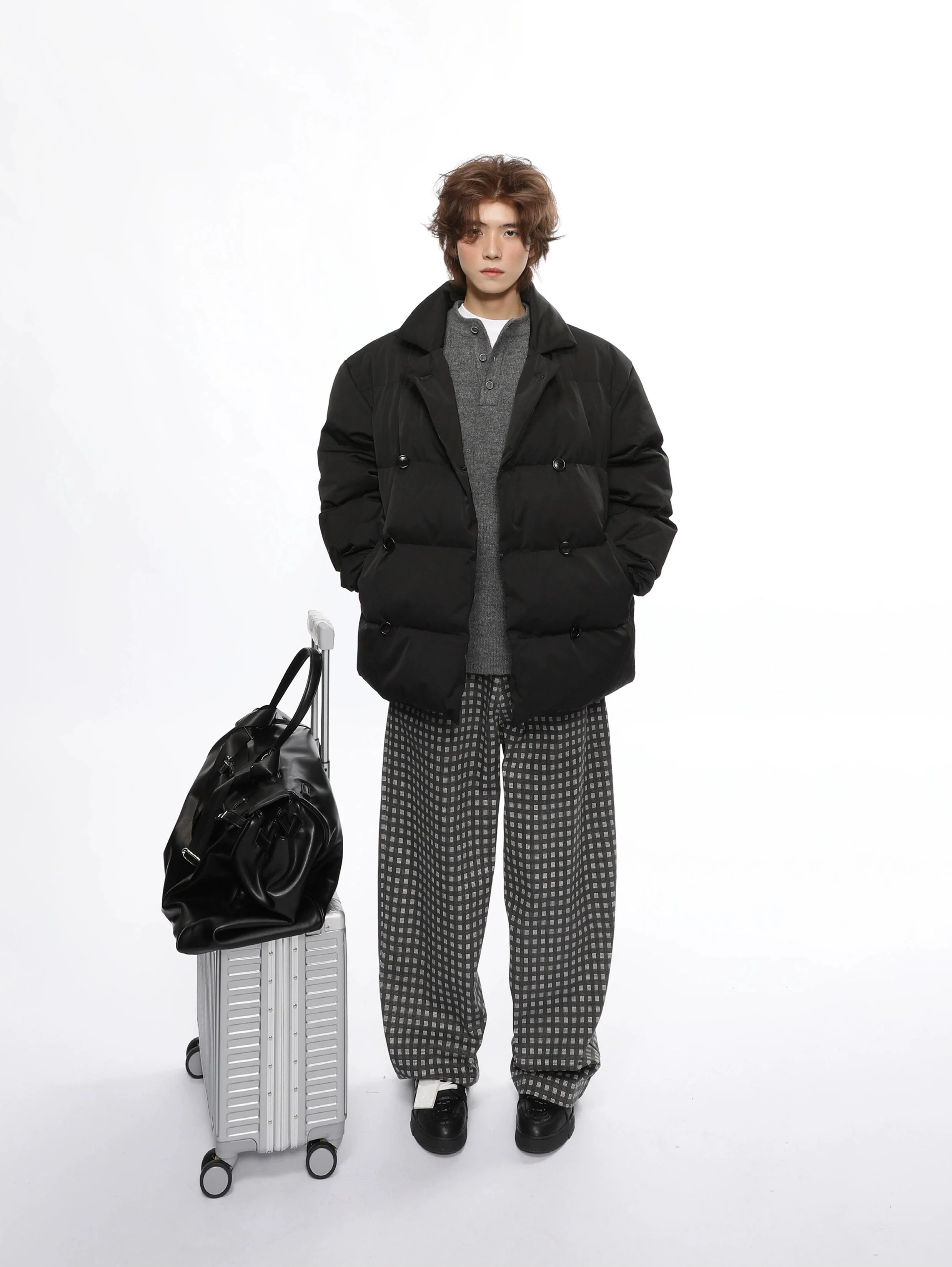 Double Breasted Oversized Quilted Puffer Jacket - Image 9