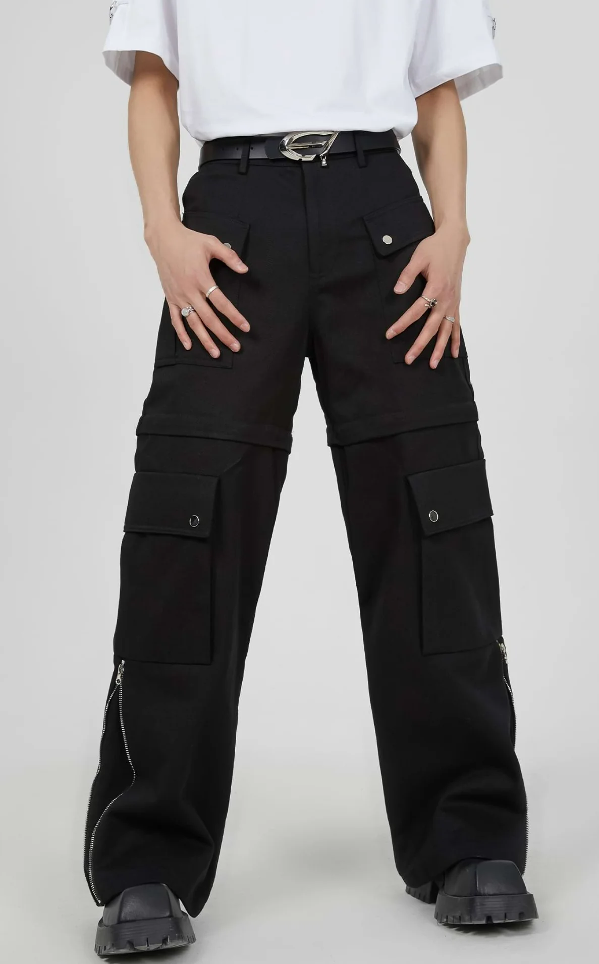 Double Side Zip Pants with Multiple Pockets - Image 2