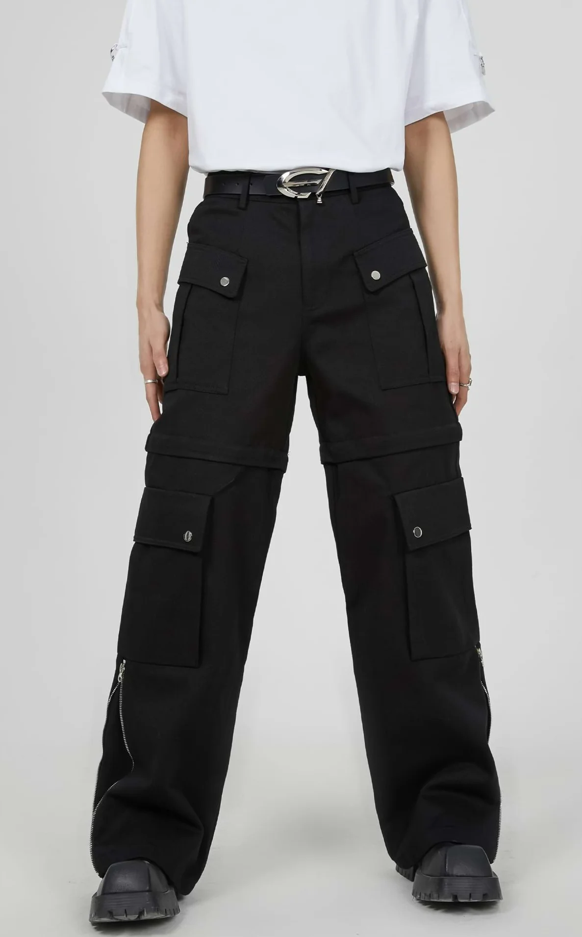 Double Side Zip Pants with Multiple Pockets - Image 3